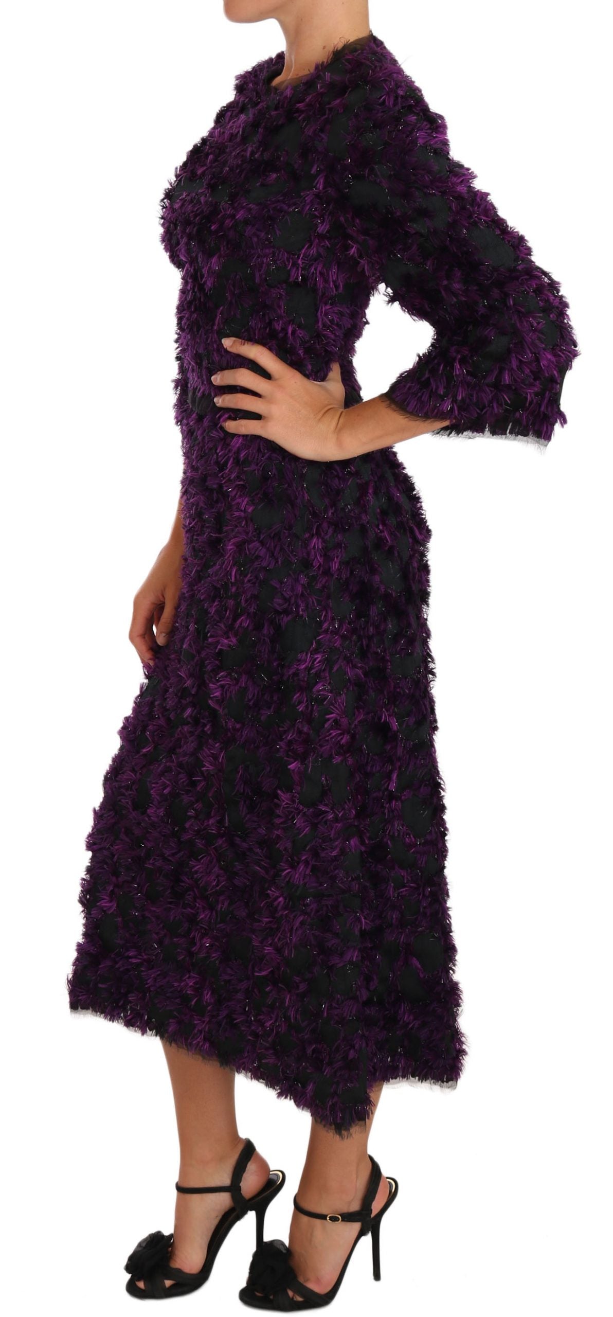 Dolce & Gabbana Purple Fringe Midi Sheath Dress-2