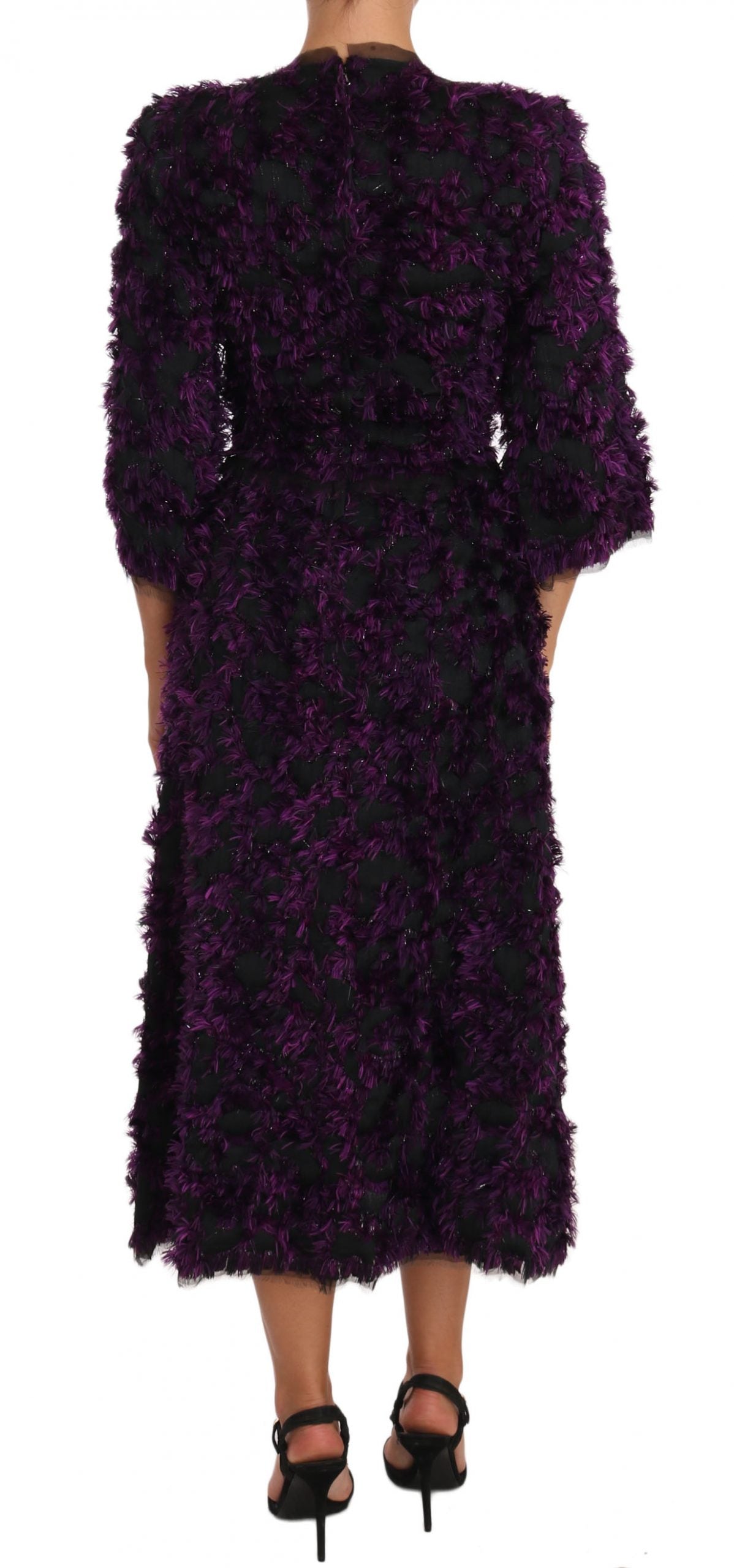 Dolce & Gabbana Purple Fringe Midi Sheath Dress-3