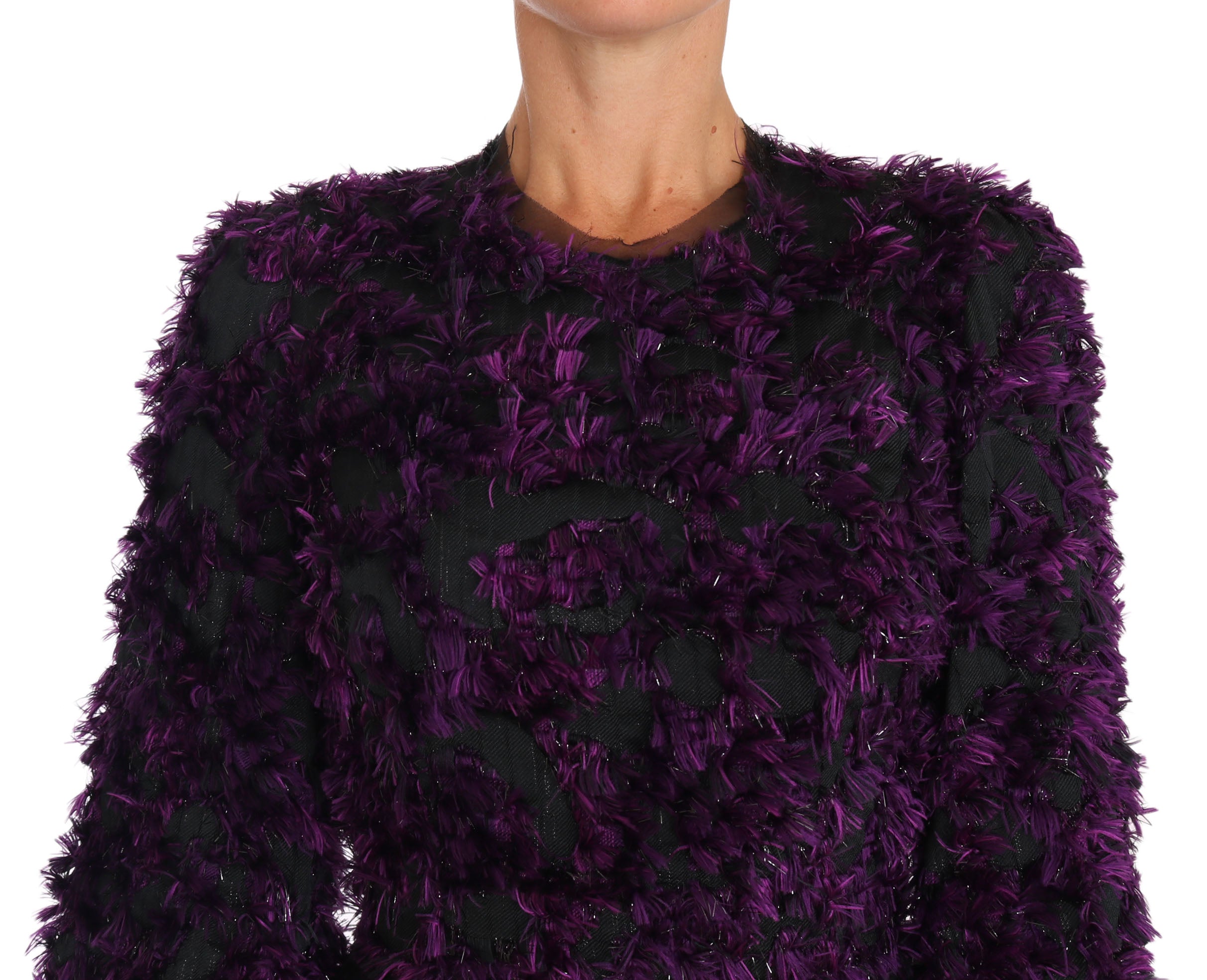 Dolce & Gabbana Purple Fringe Midi Sheath Dress-4