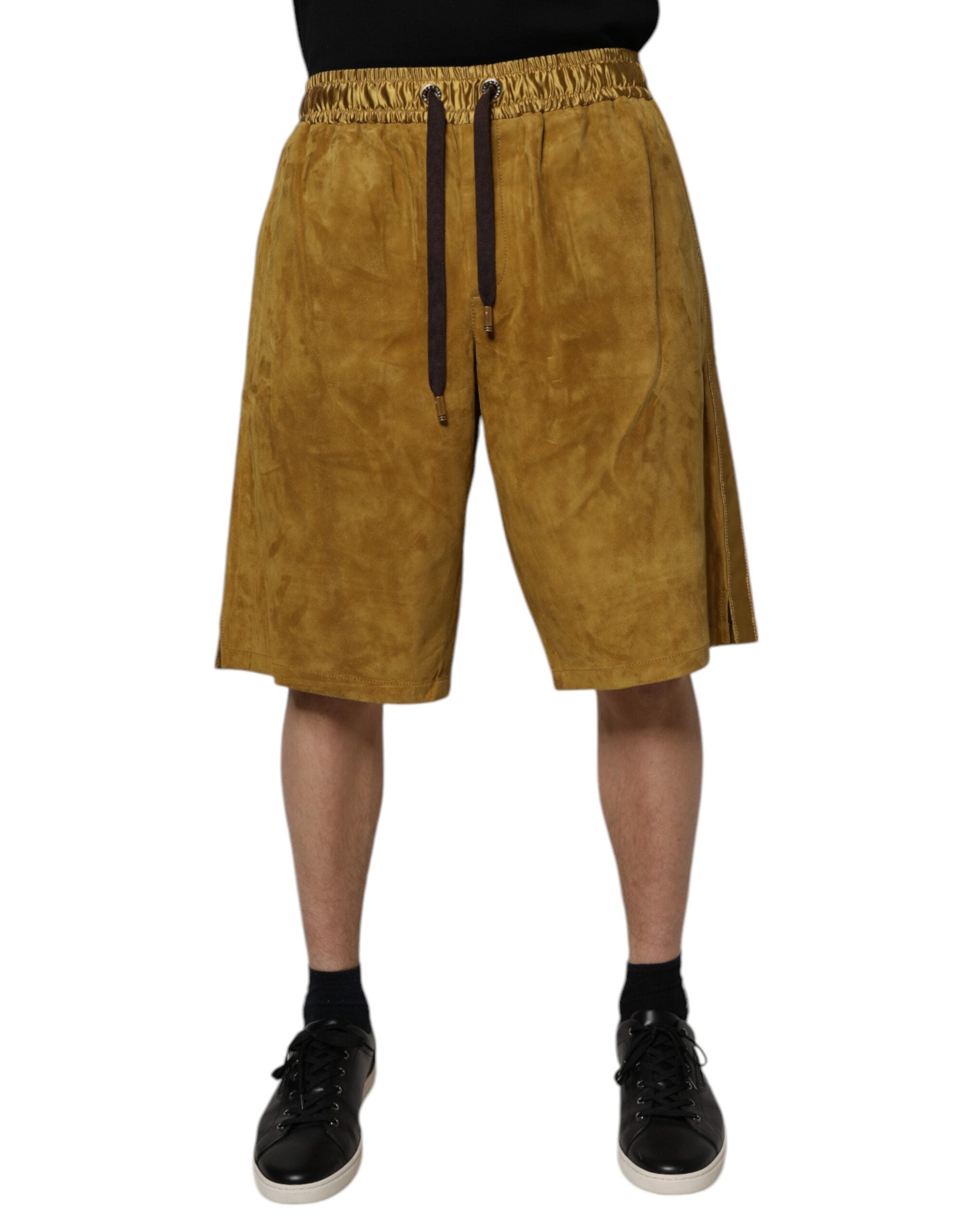 Dolce & Gabbana Braunes Lammfell Wildleder Herren Bermudashorts-2