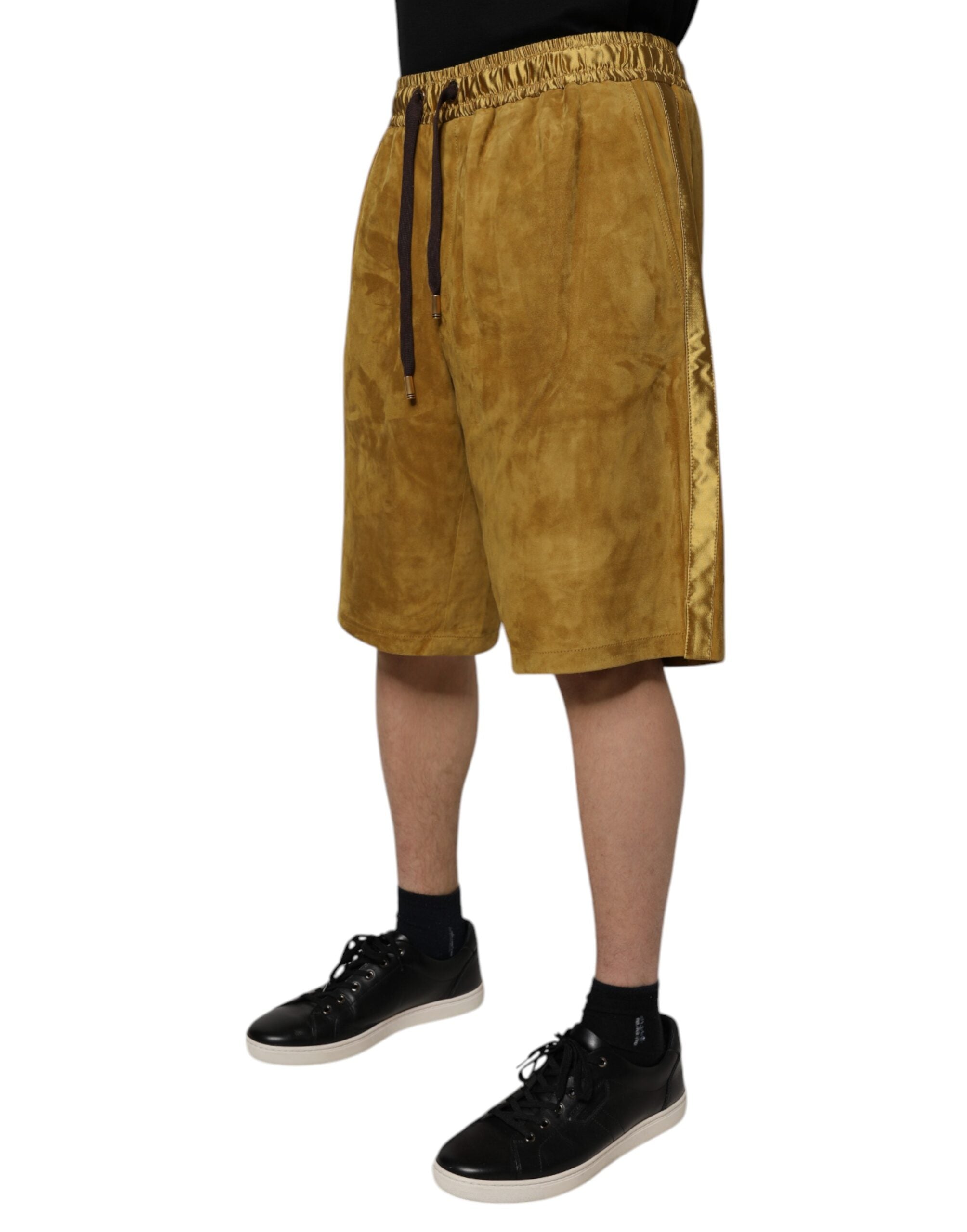Dolce & Gabbana Braunes Lammfell Wildleder Herren Bermudashorts-3