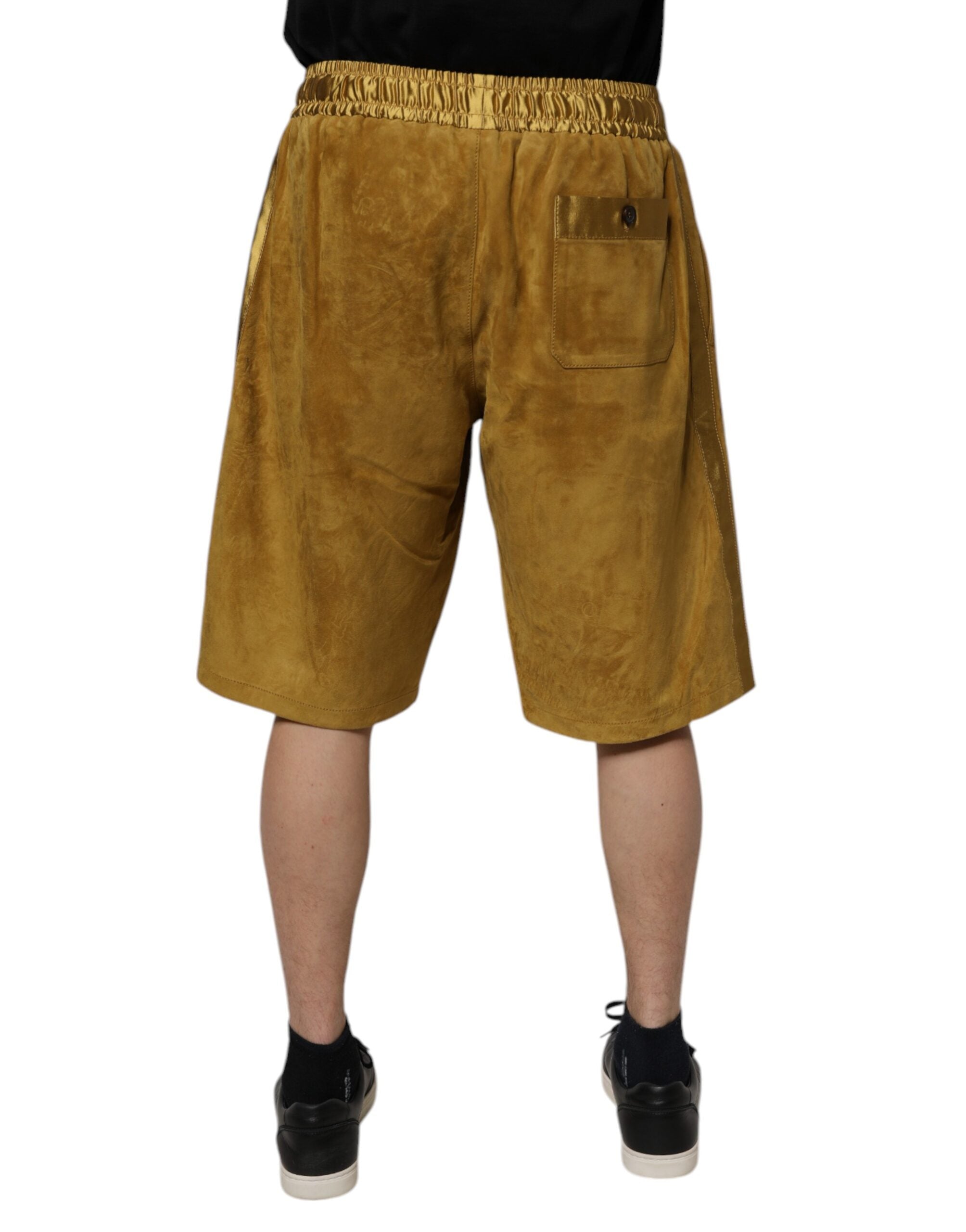 Dolce & Gabbana Braunes Lammfell Wildleder Herren Bermudashorts-4