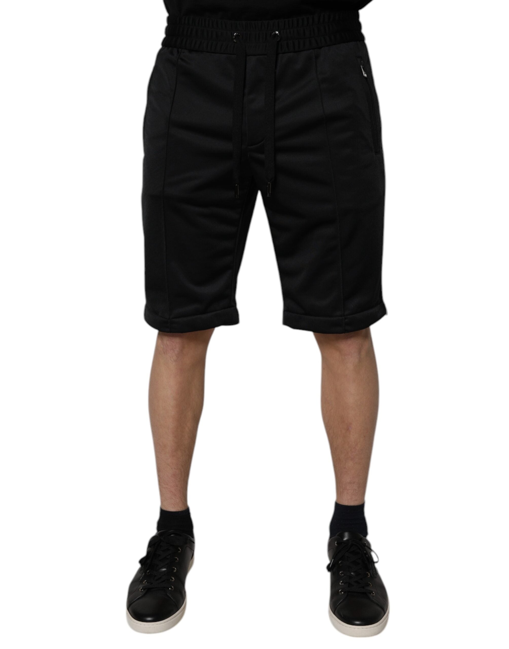 Dolce & Gabbana Black Polyester Mid-Waisted Bermuda Shorts for Men-2