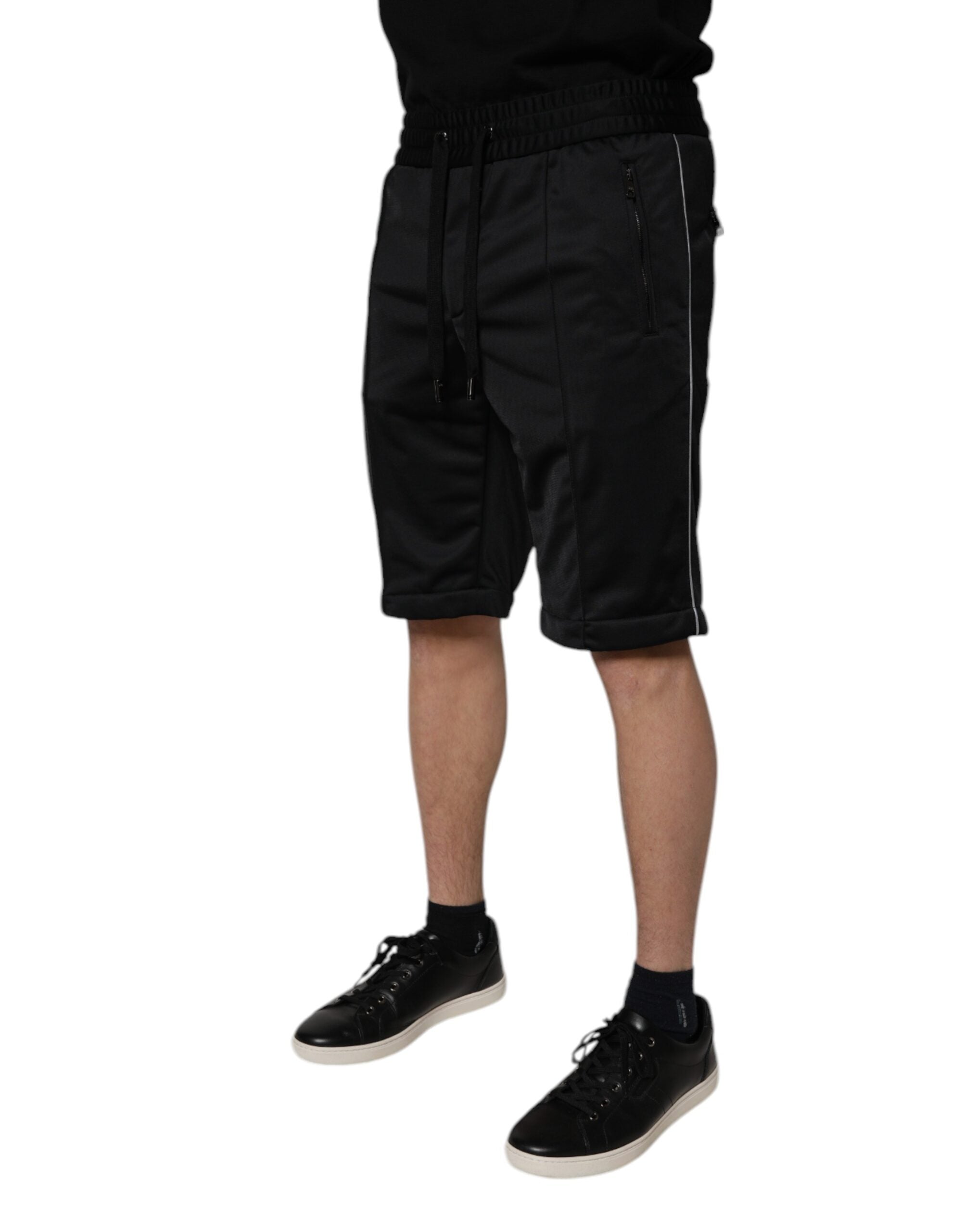 Dolce & Gabbana Black Polyester Mid-Waisted Bermuda Shorts for Men-3