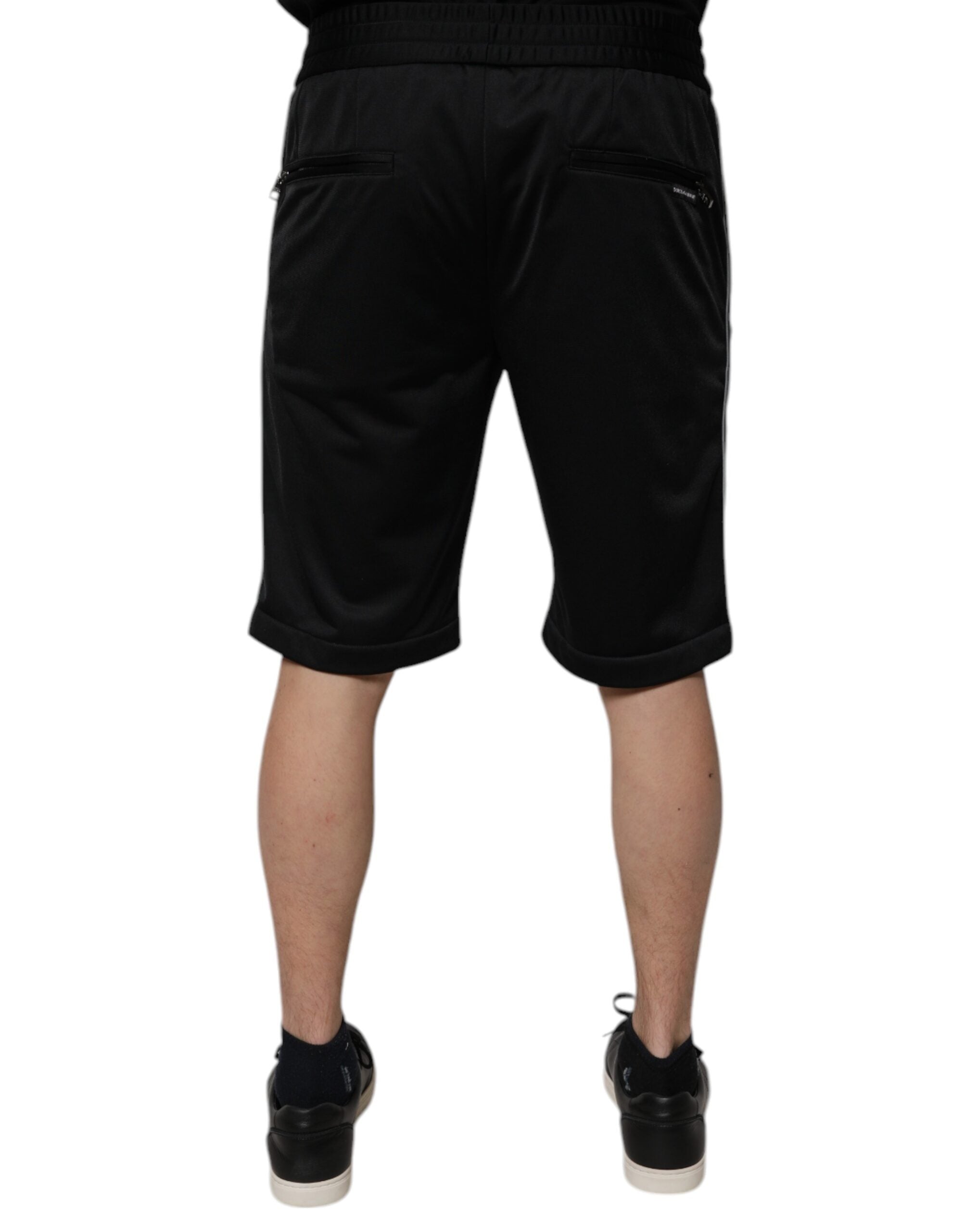 Dolce & Gabbana Black Polyester Mid-Waisted Bermuda Shorts for Men-4
