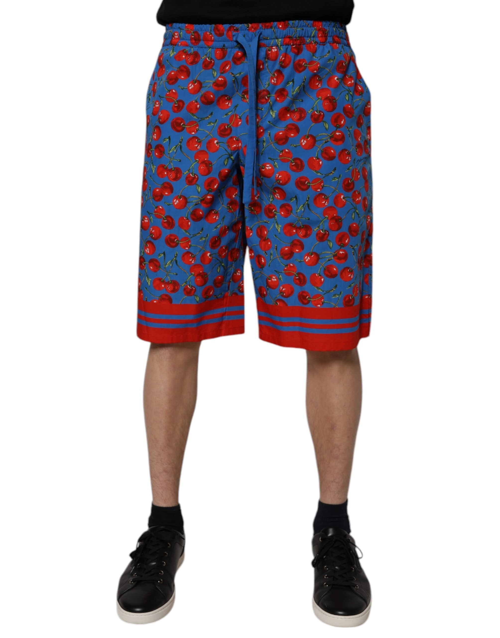 Dolce & Gabbana Blaue Kirsche Print Baumwolle Männer Bermuda Shorts-2