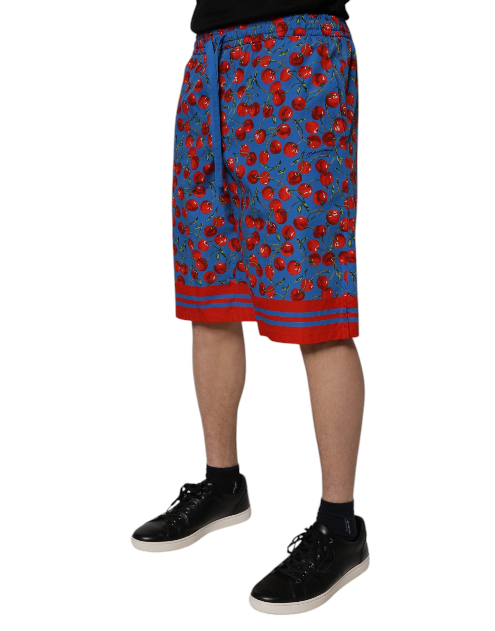 Dolce & Gabbana Blaue Kirsche Print Baumwolle Männer Bermuda Shorts-3