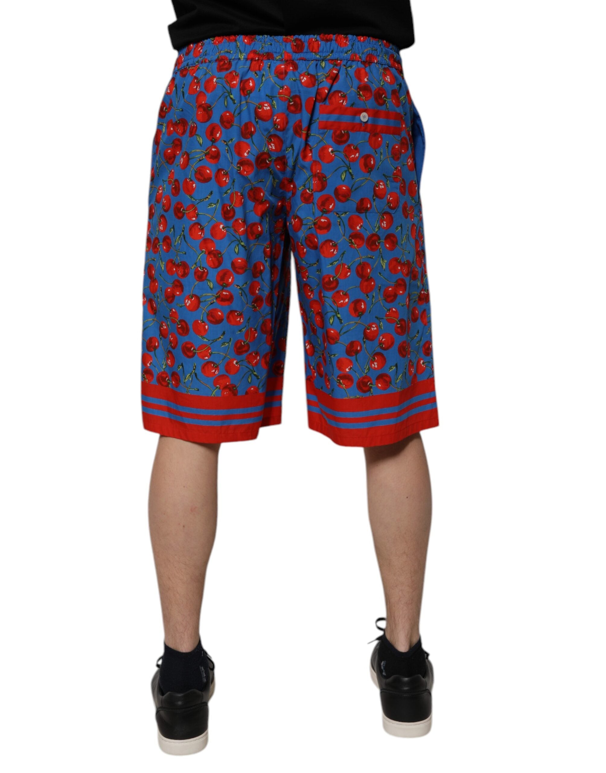 Dolce & Gabbana Blaue Kirsche Print Baumwolle Männer Bermuda Shorts-4