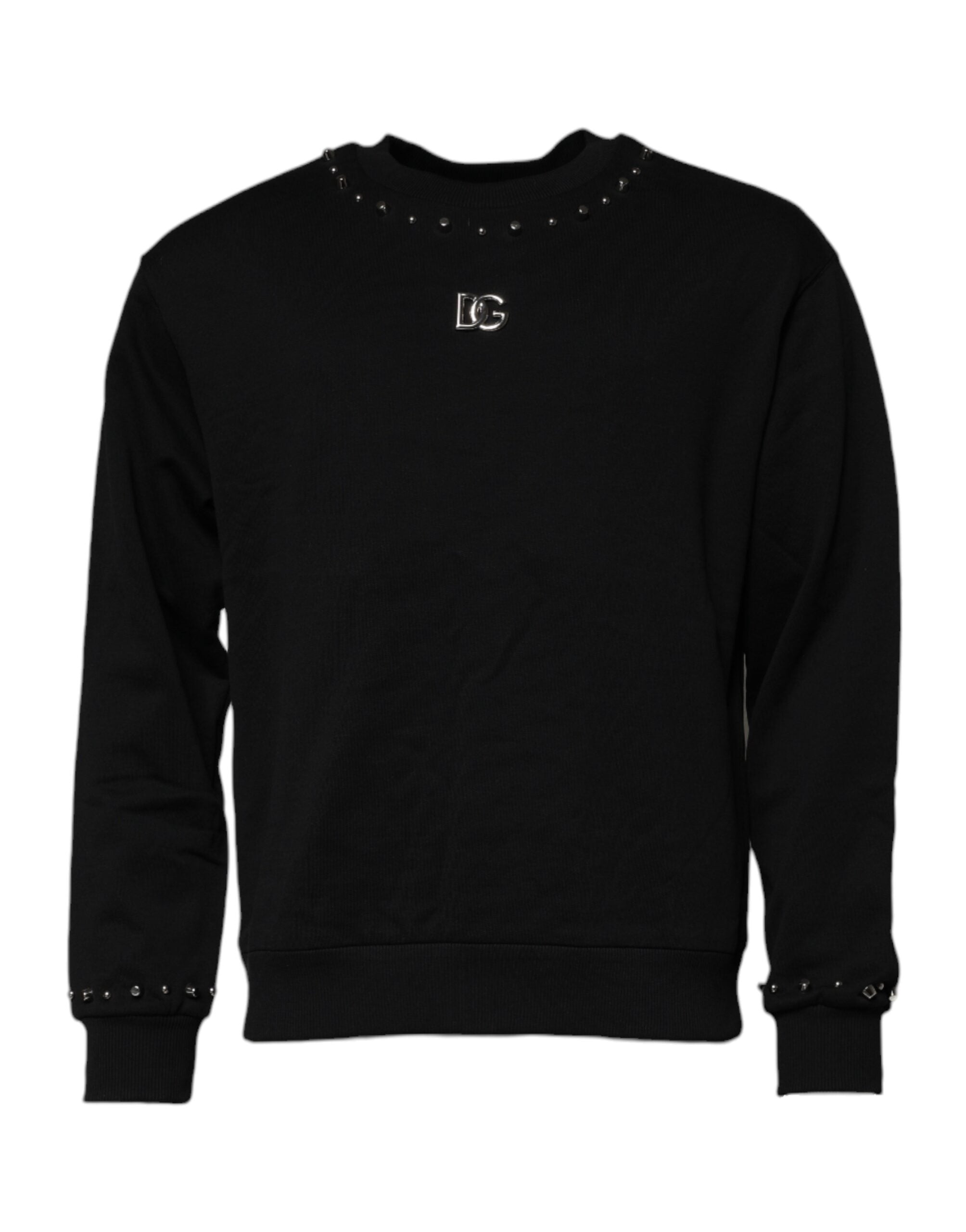 Dolce & Gabbana Black Logo Studded Sweater Pullover-2