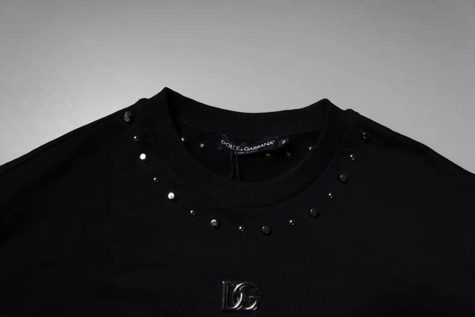 Dolce & Gabbana Black Logo Studded Sweater Pullover-5