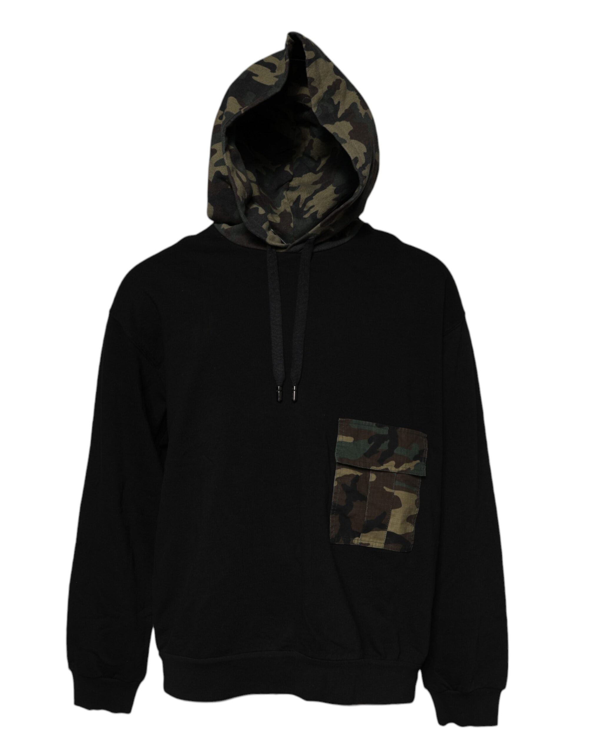 Dolce & Gabbana Schwarzes Kapuzen-Sweatshirt mit Camouflage-1
