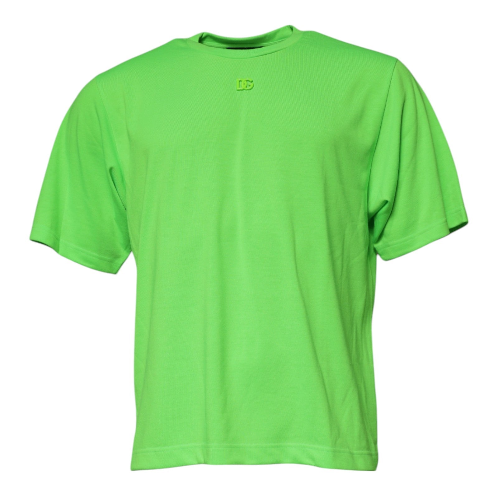 Camiseta de poliéster con cuello redondo y logotipo verde de Dolce & Gabbana-1