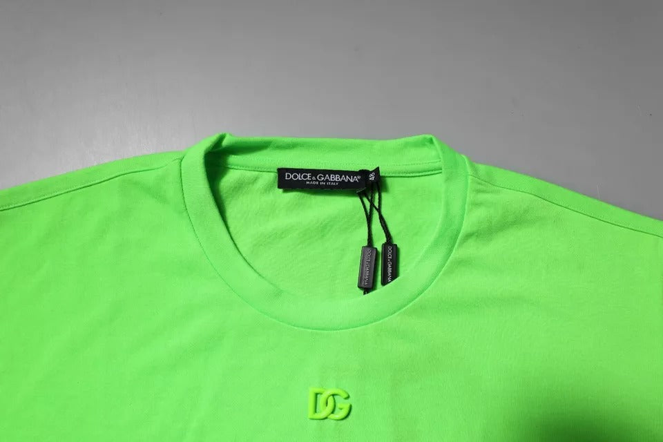 Camiseta de poliéster con cuello redondo y logotipo verde de Dolce & Gabbana-5