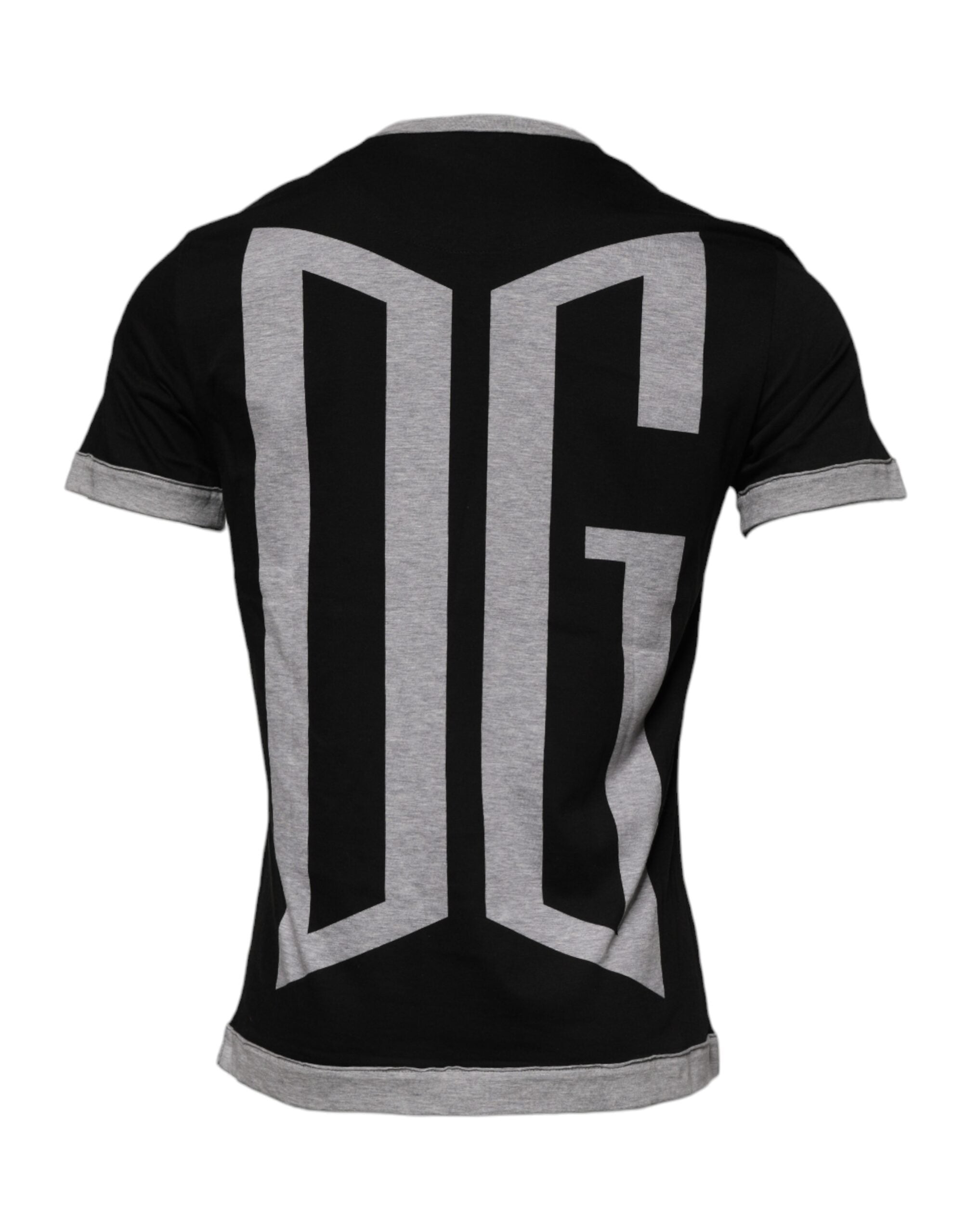 Dolce & Gabbana Schwarzes Logo Baumwolle Rundhalsausschnitt Männer T-shirt-4