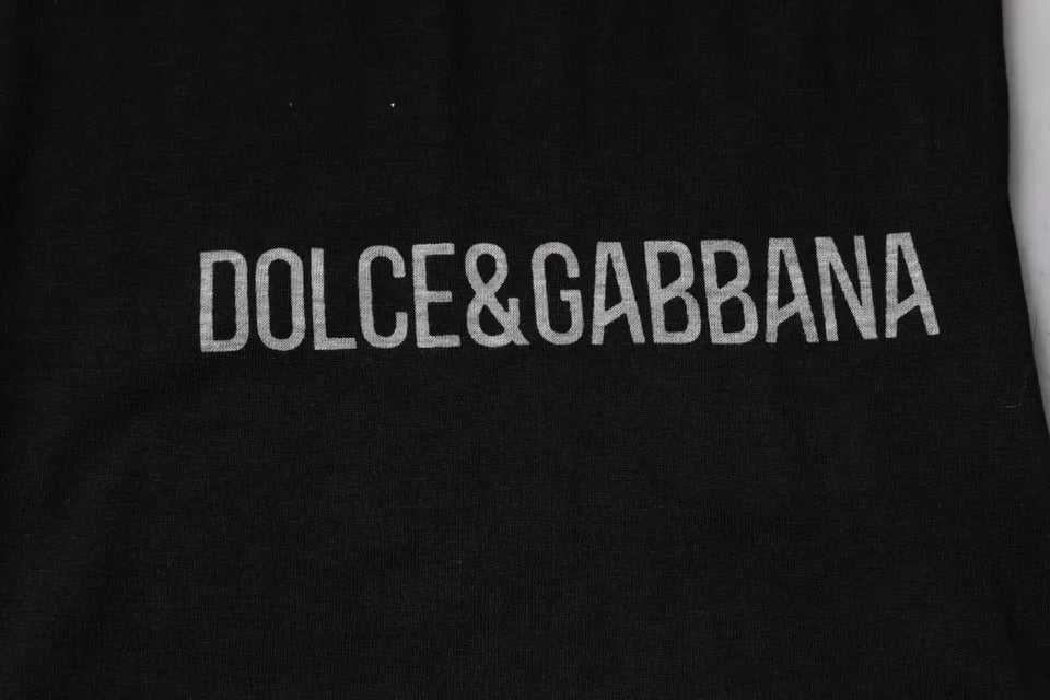 Dolce & Gabbana Schwarzes Logo Baumwolle Rundhalsausschnitt Männer T-shirt-6