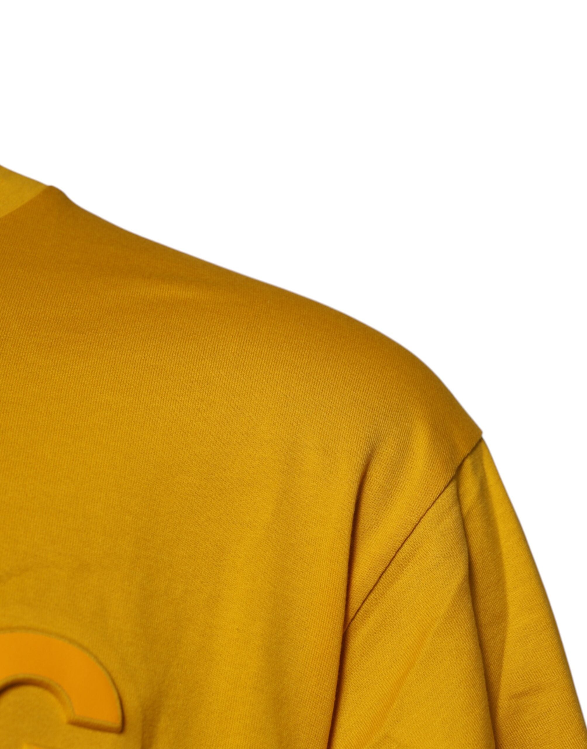 Dolce & Gabbana Dark Yellow Logo Cotton Crew Neck T-Shirt for Men-3
