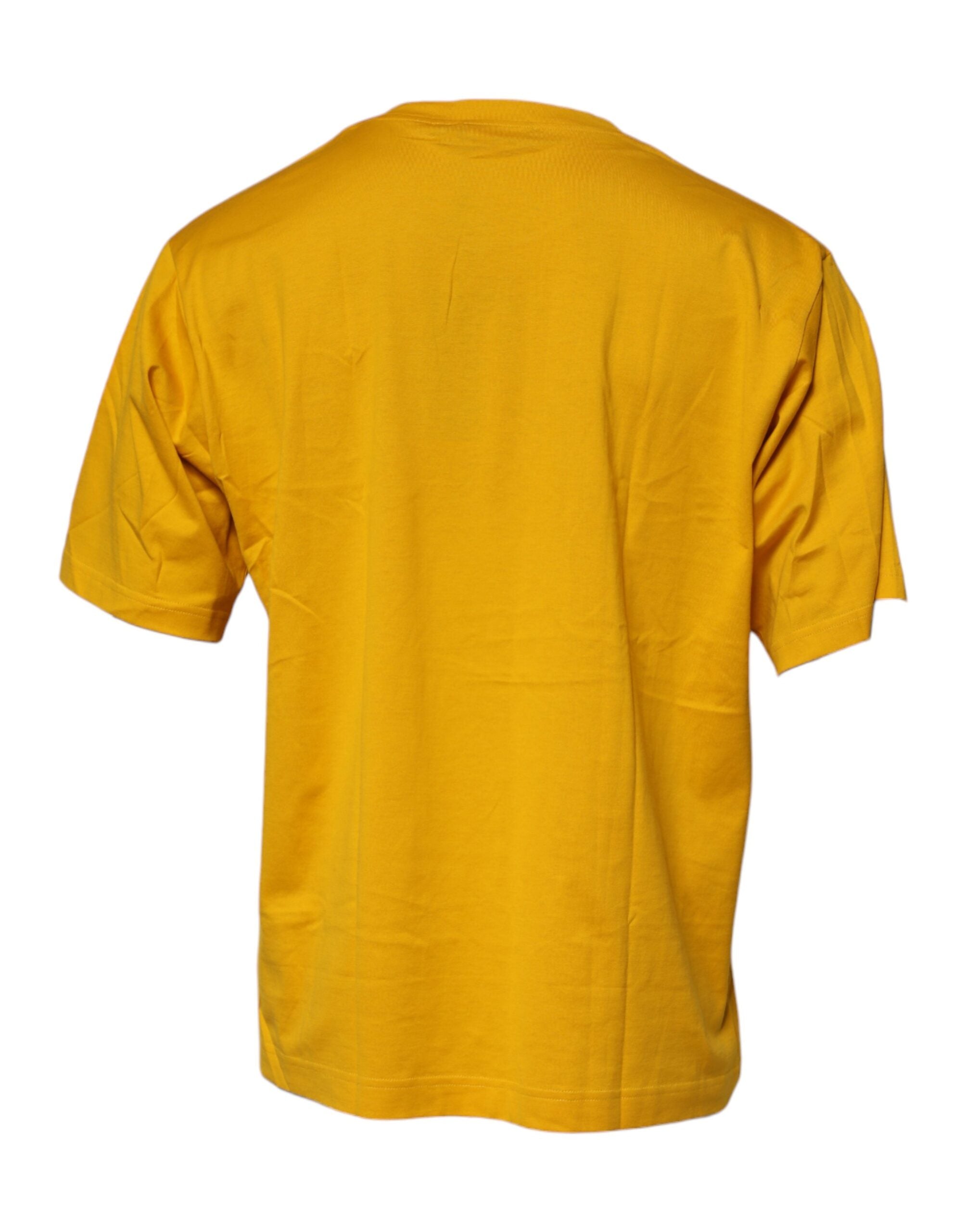 Dolce & Gabbana Dark Yellow Logo Cotton Crew Neck T-Shirt for Men-4