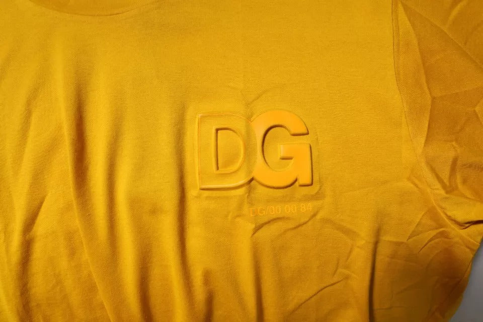 Dolce & Gabbana Dark Yellow Logo Cotton Crew Neck T-Shirt for Men-6