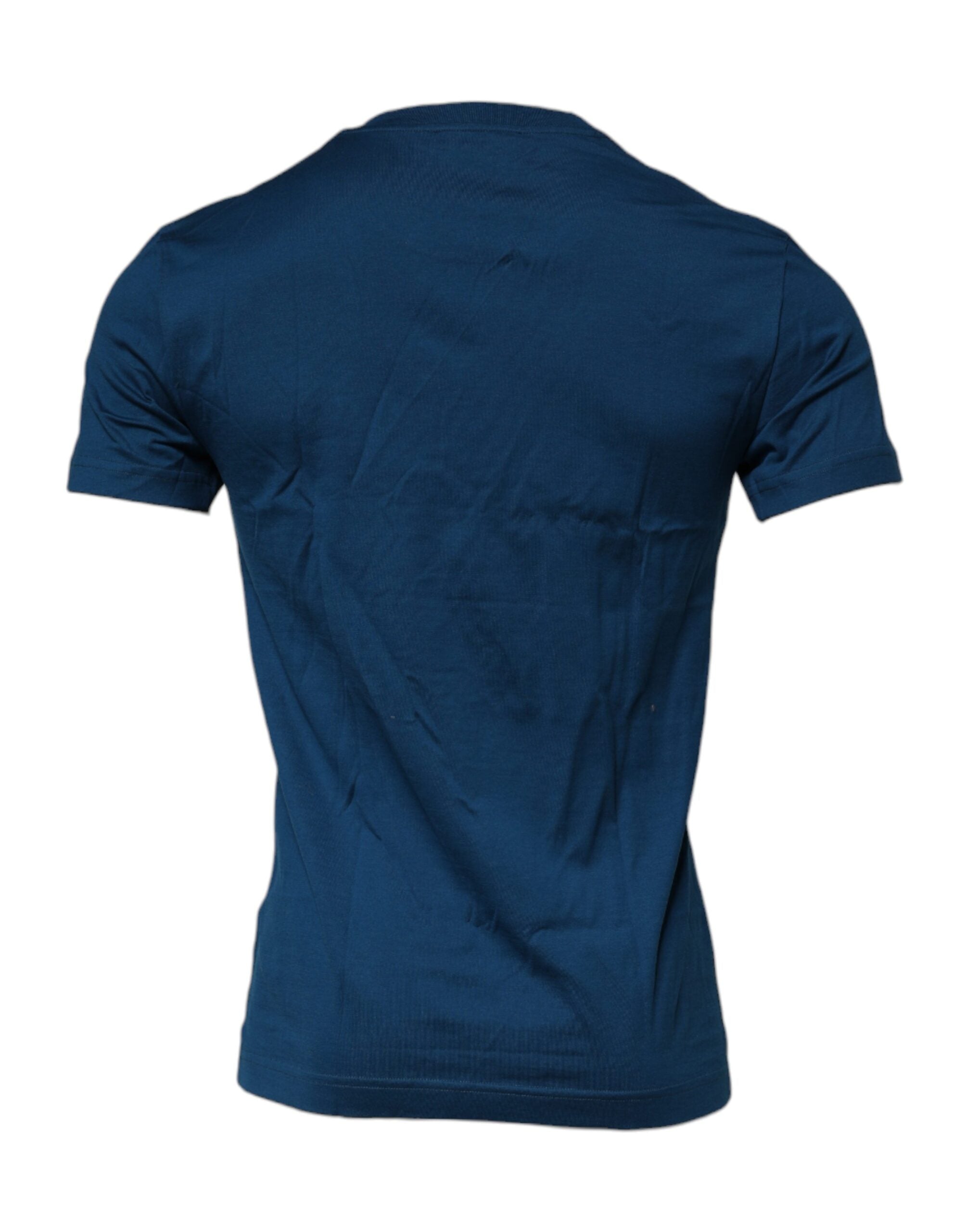 Dolce & Gabbana Blue Crown Bee Cotton Crew Neck T-Shirt for Men-3