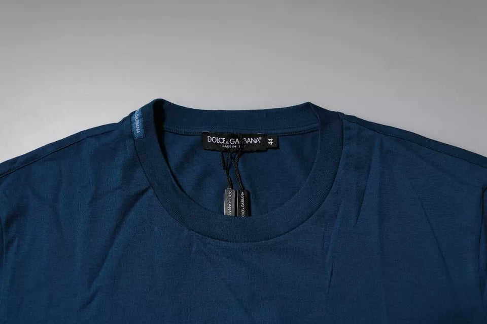 Dolce & Gabbana Blue Crown Bee Cotton Crew Neck T-Shirt for Men-5