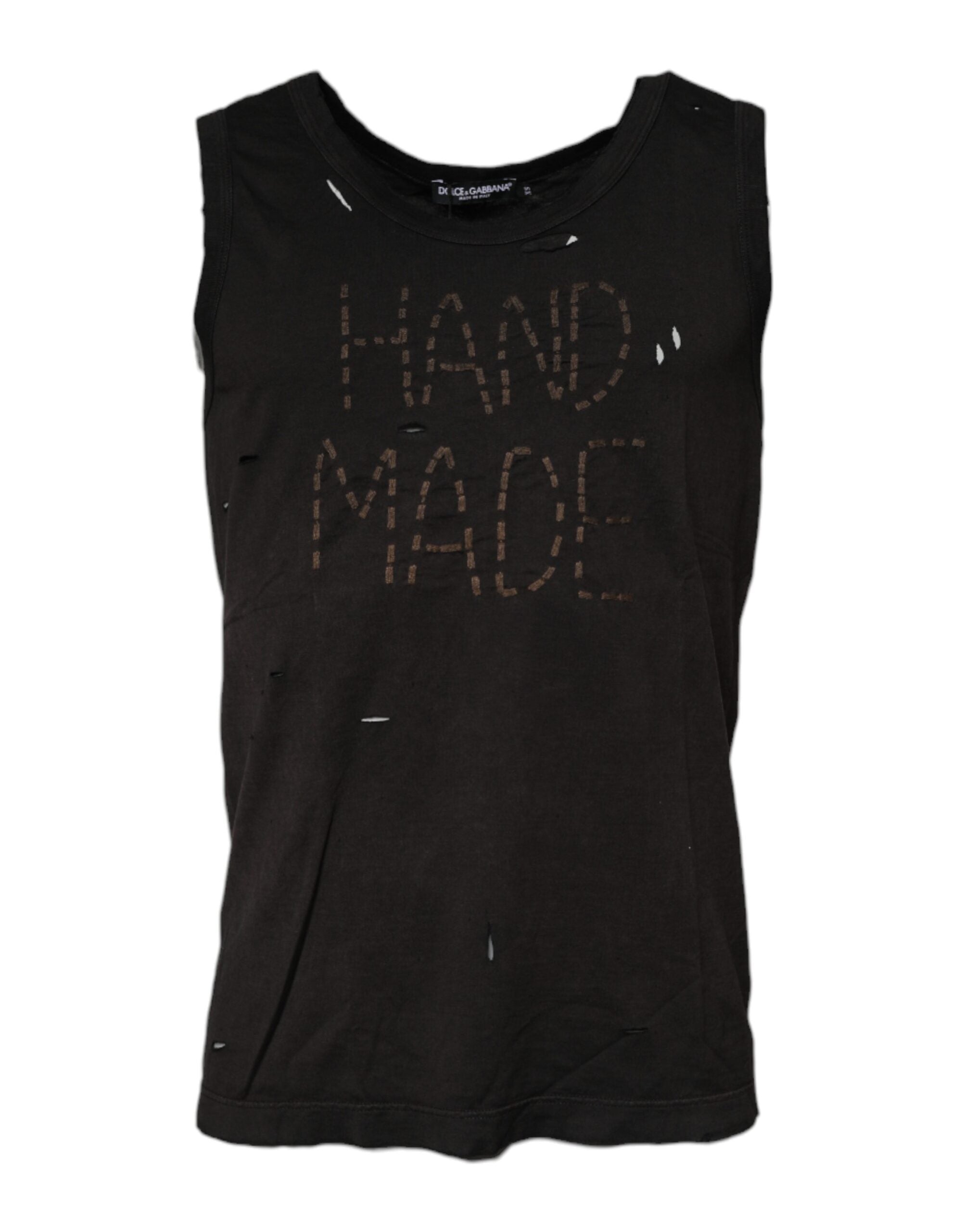 Dolce & Gabbana Black sleeveless tank top with round neck