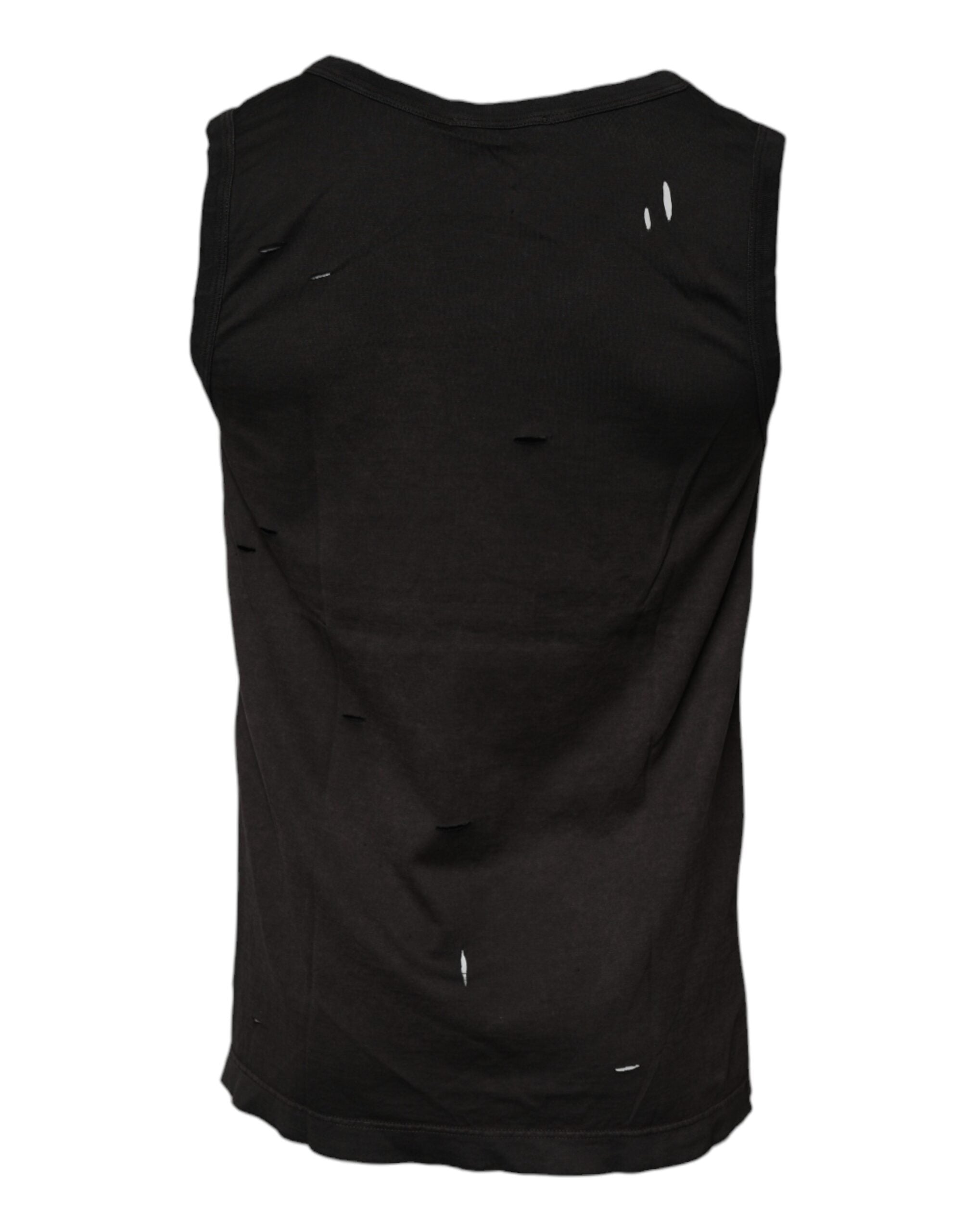 Dolce & Gabbana Top negro sin mangas con cuello redondo-3