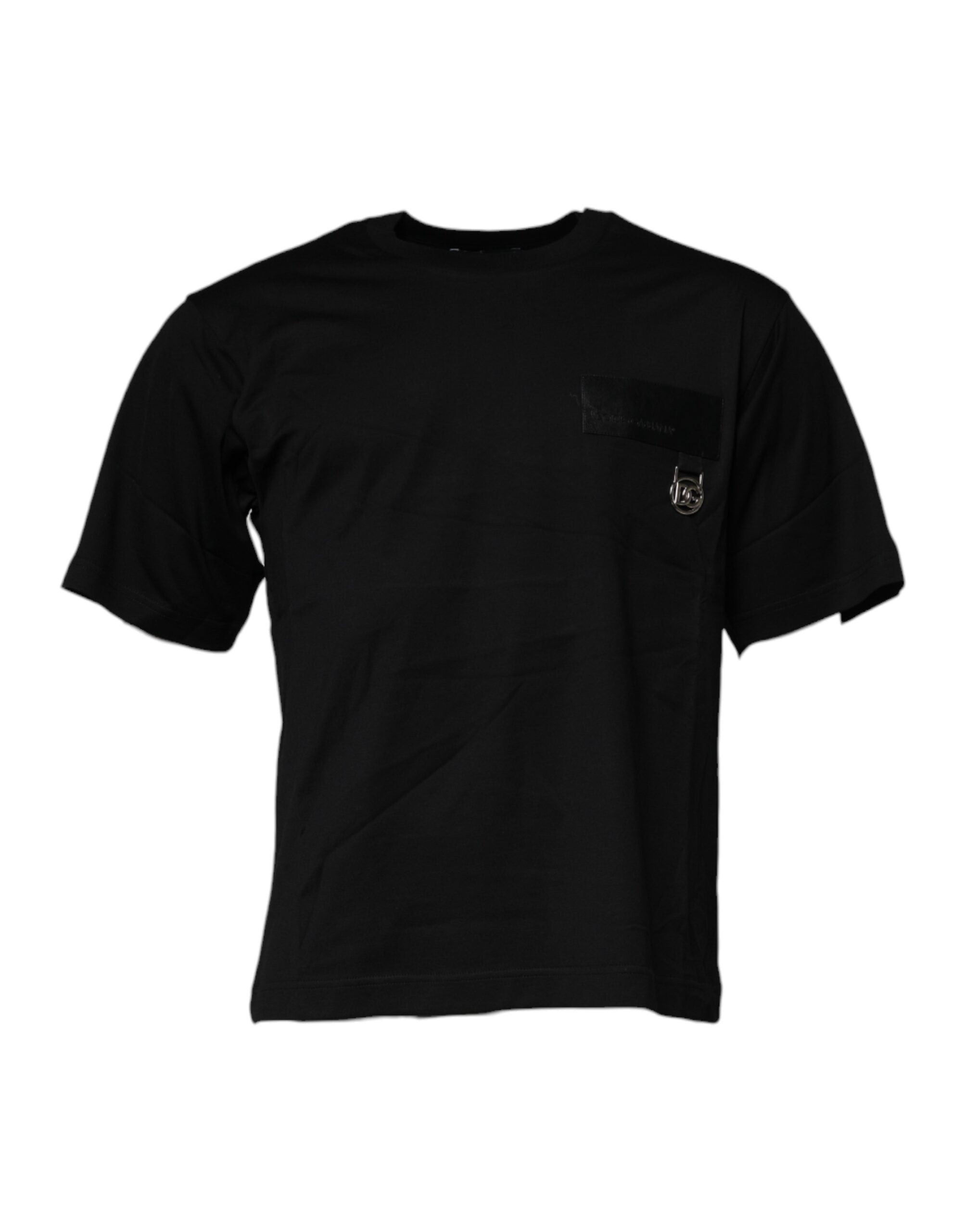 Dolce & Gabbana Schwarzes Logo-Patch T-Shirt mit Rundhalsausschnitt aus Baumwolle-2