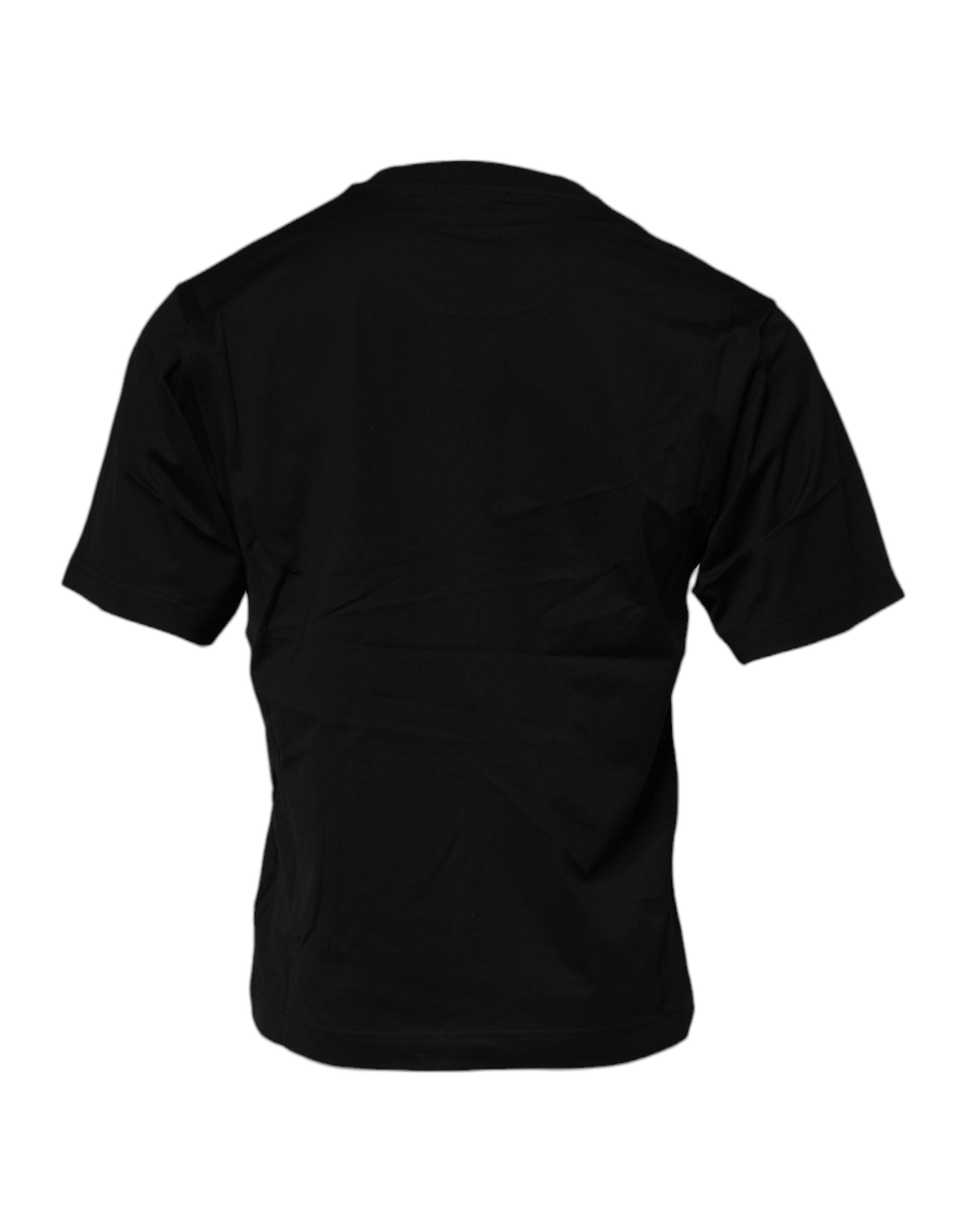Dolce & Gabbana Schwarzes Logo-Patch T-Shirt mit Rundhalsausschnitt aus Baumwolle-4