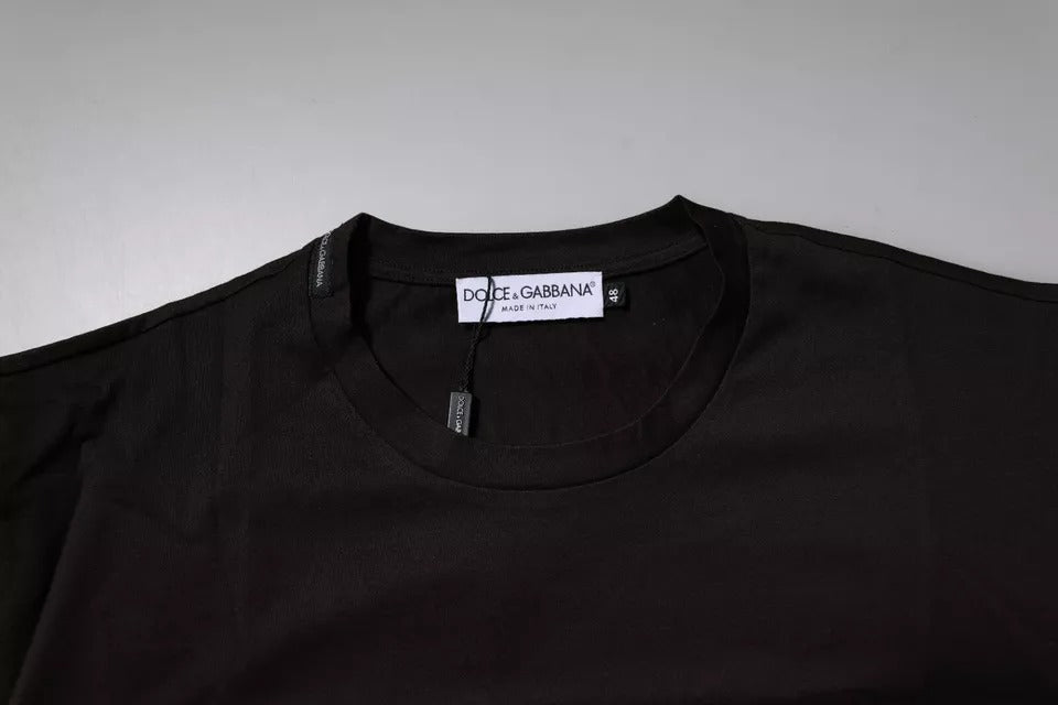 Camiseta Dolce & Gabbana con logotipo marrón oscuro y cuello redondo confeccionada en algodón-5
