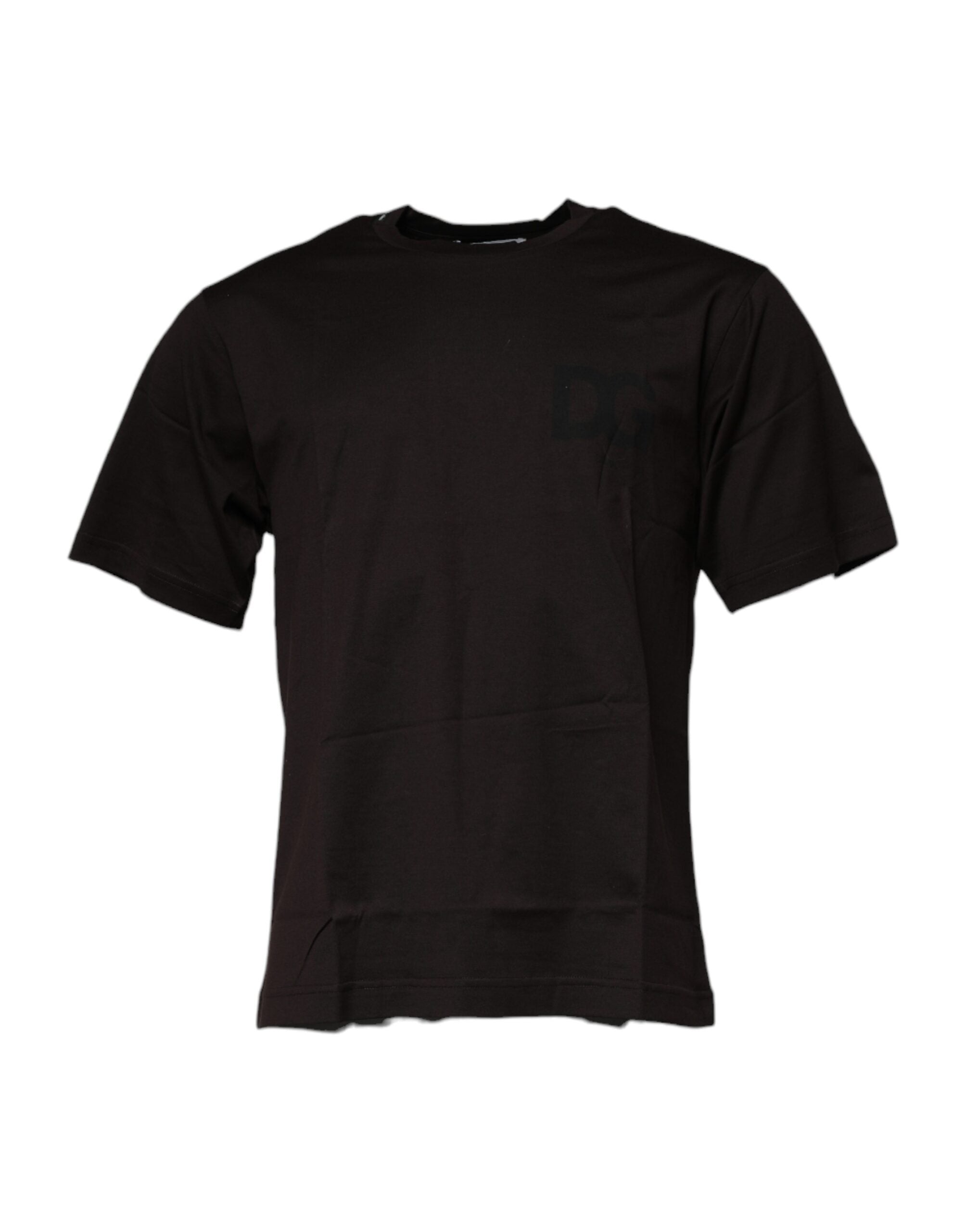 Dolce & Gabbana Dunkelbraunes Logo-T-Shirt mit Rundhalsausschnitt aus Baumwolle-1