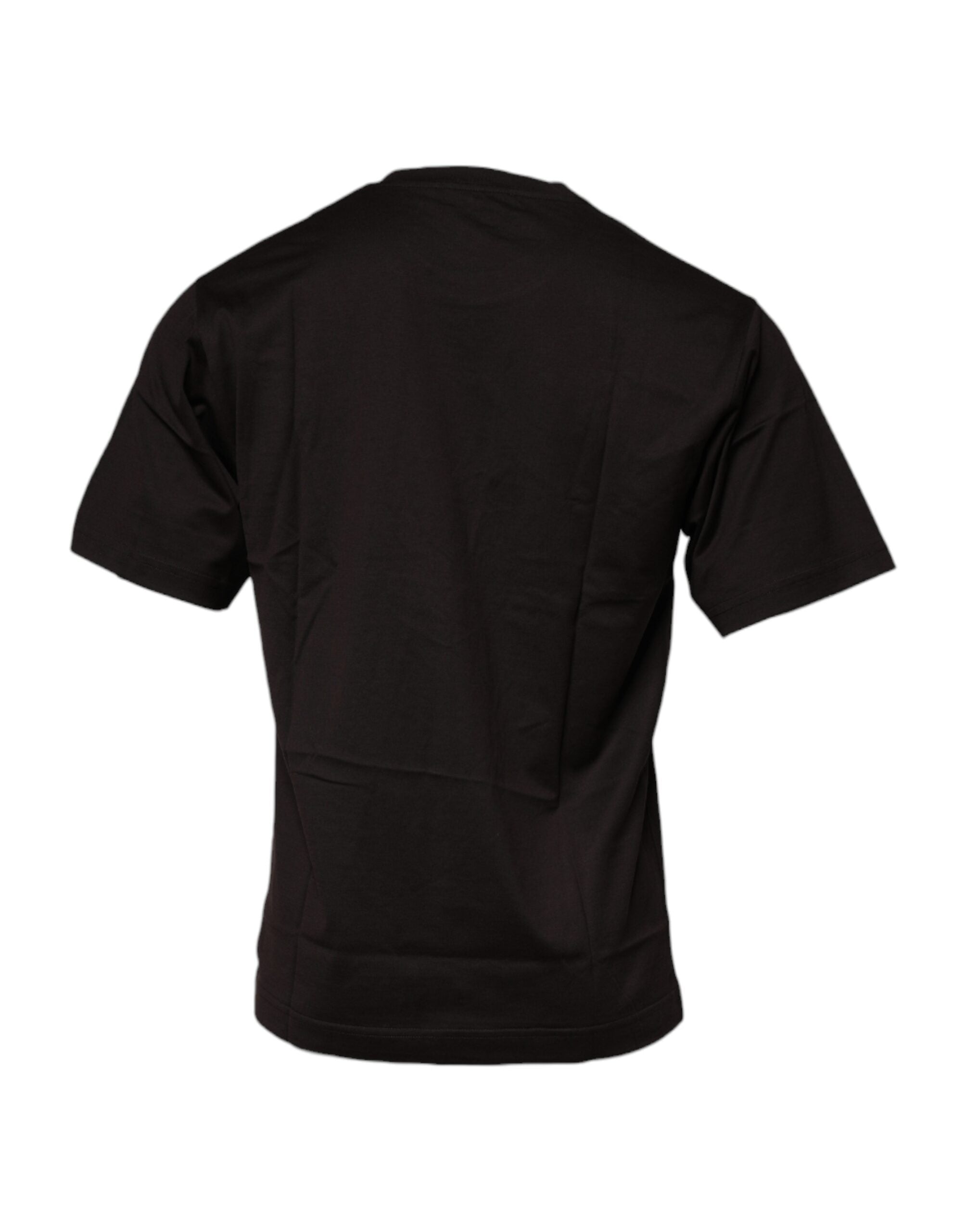 Dolce & Gabbana Dunkelbraunes Logo-T-Shirt mit Rundhalsausschnitt aus Baumwolle-4