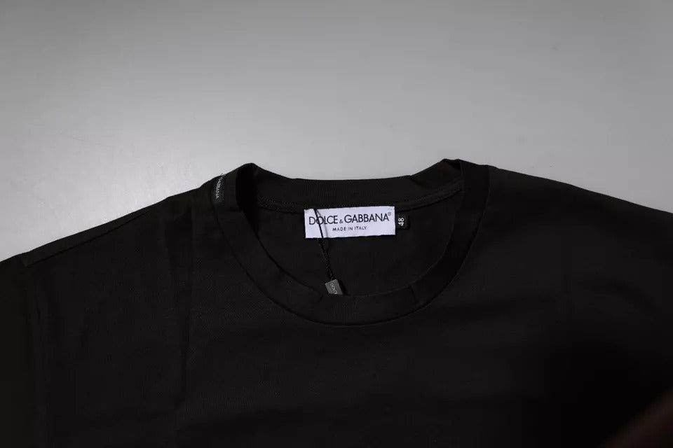 Dolce & Gabbana Dunkelbraunes Logo-T-Shirt mit Rundhalsausschnitt aus Baumwolle-5