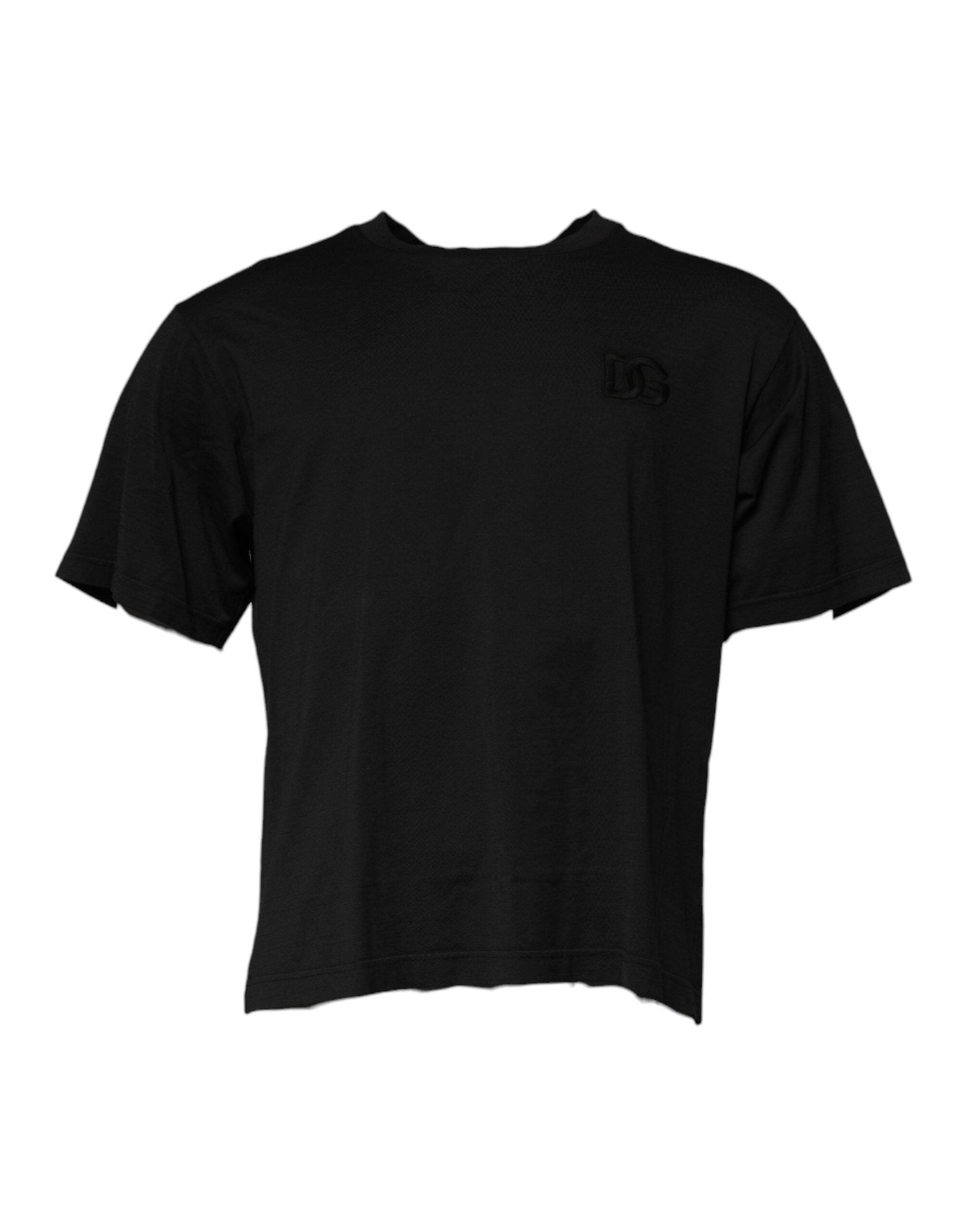 Dolce & Gabbana Black DG Logo Cotton T-Shirt with Crew Neck-1