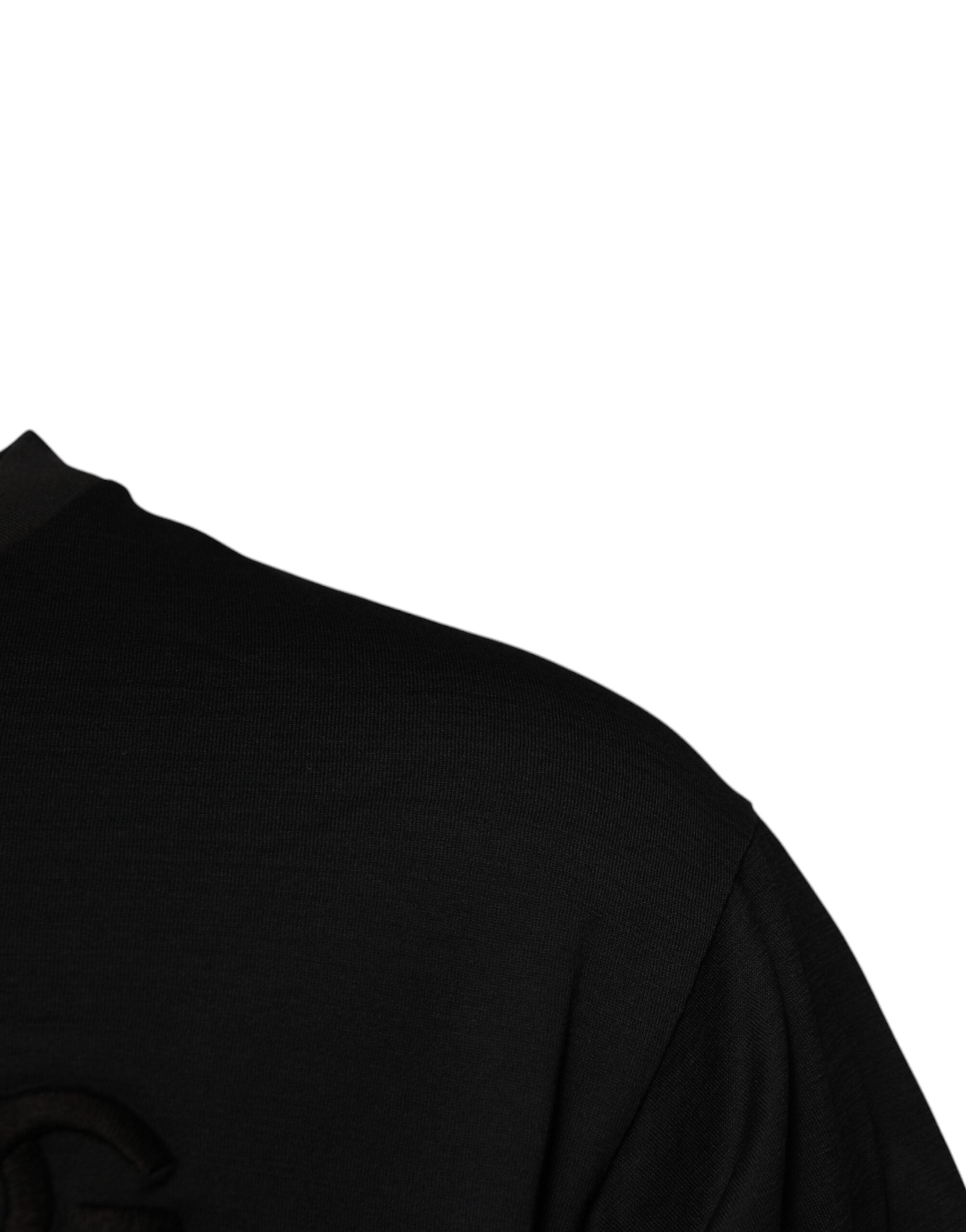 Dolce & Gabbana Black DG Logo Cotton T-Shirt with Crew Neck-3