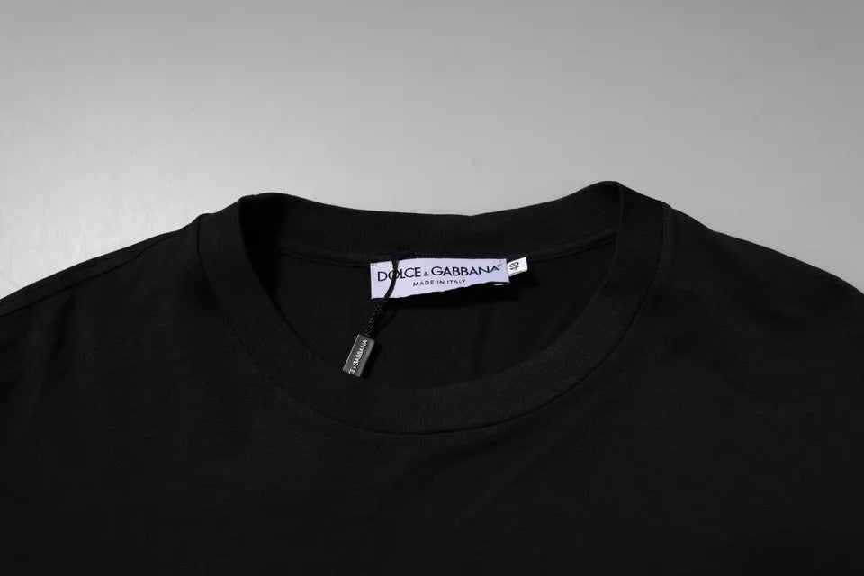 Dolce & Gabbana Black DG Logo Cotton T-Shirt with Crew Neck-5
