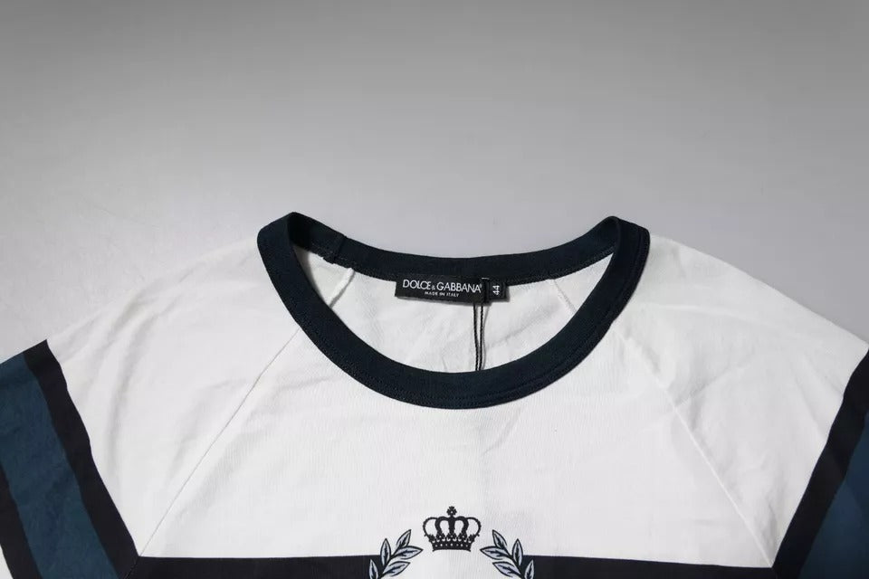 Dolce & Gabbana White Logo Print Cotton Men's T-Shirt with Crew Neck-5