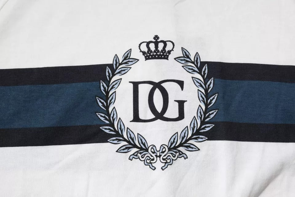 Dolce & Gabbana White Logo Print Cotton Men's T-Shirt with Crew Neck-6