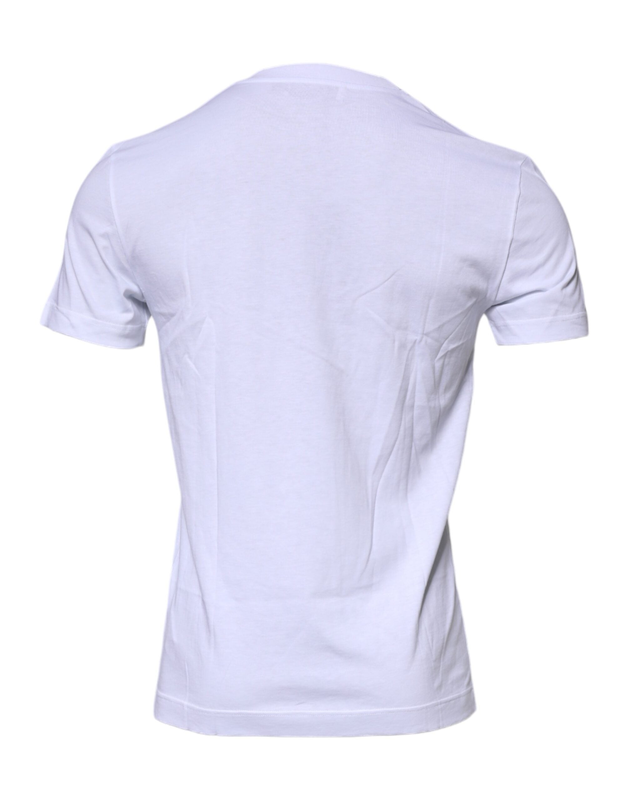 Camiseta blanca de algodón con cuello redondo y placa del logo de Dolce & Gabbana-4