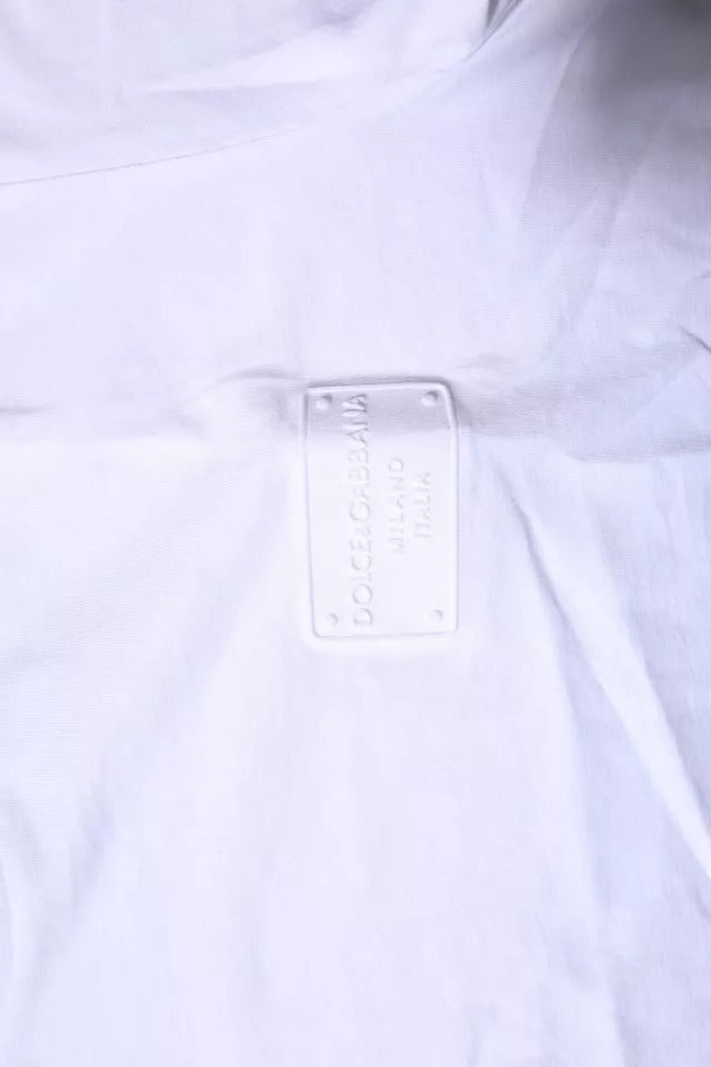 Camiseta blanca de algodón con cuello redondo y placa del logo de Dolce & Gabbana-6