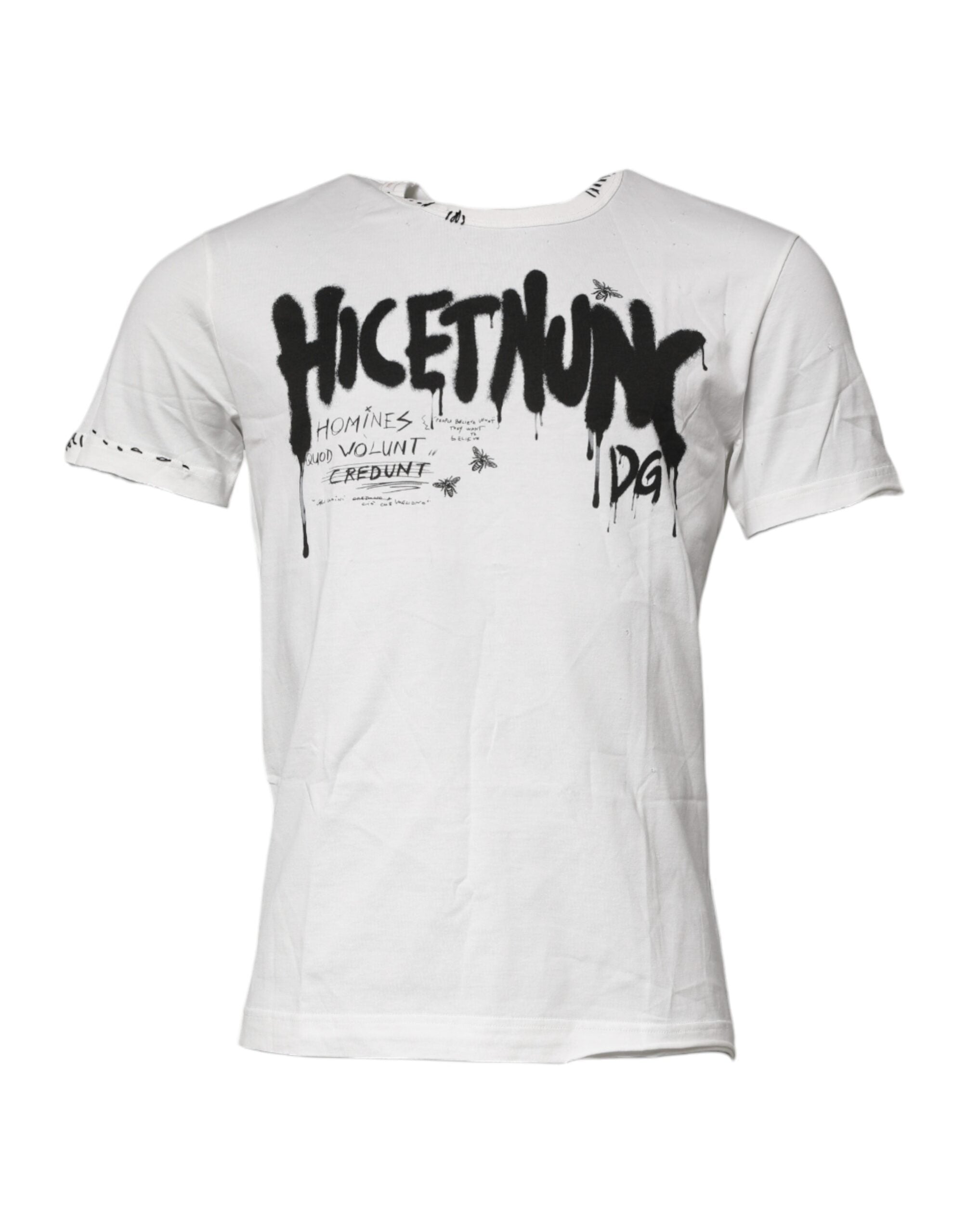 Dolce & Gabbana white round neck cotton T-shirt with graphic print-2