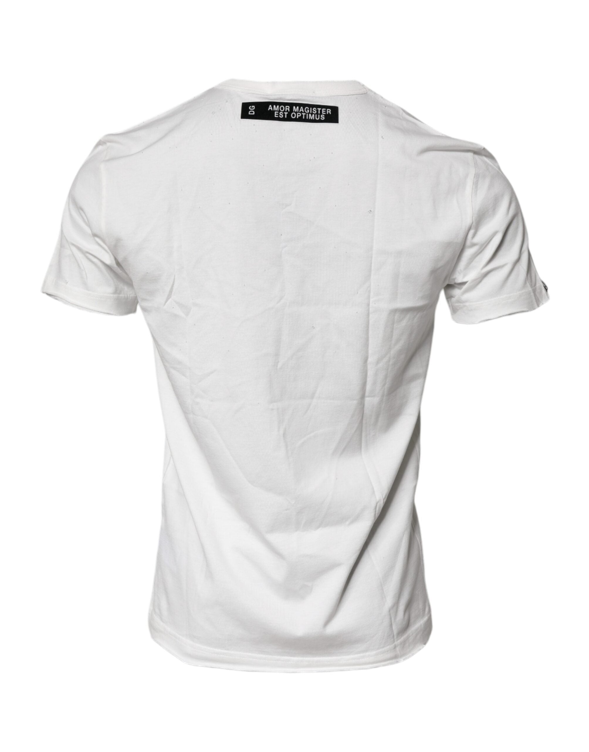 Dolce & Gabbana white round neck cotton T-shirt with graphic print-3