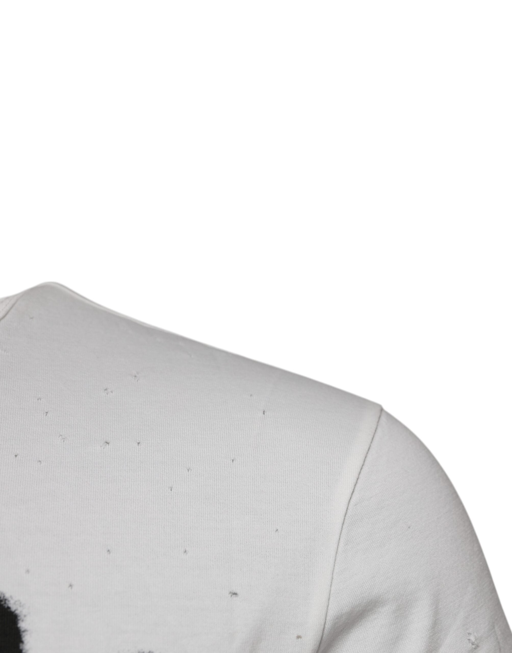 Dolce & Gabbana white round neck cotton T-shirt with graphic print-4