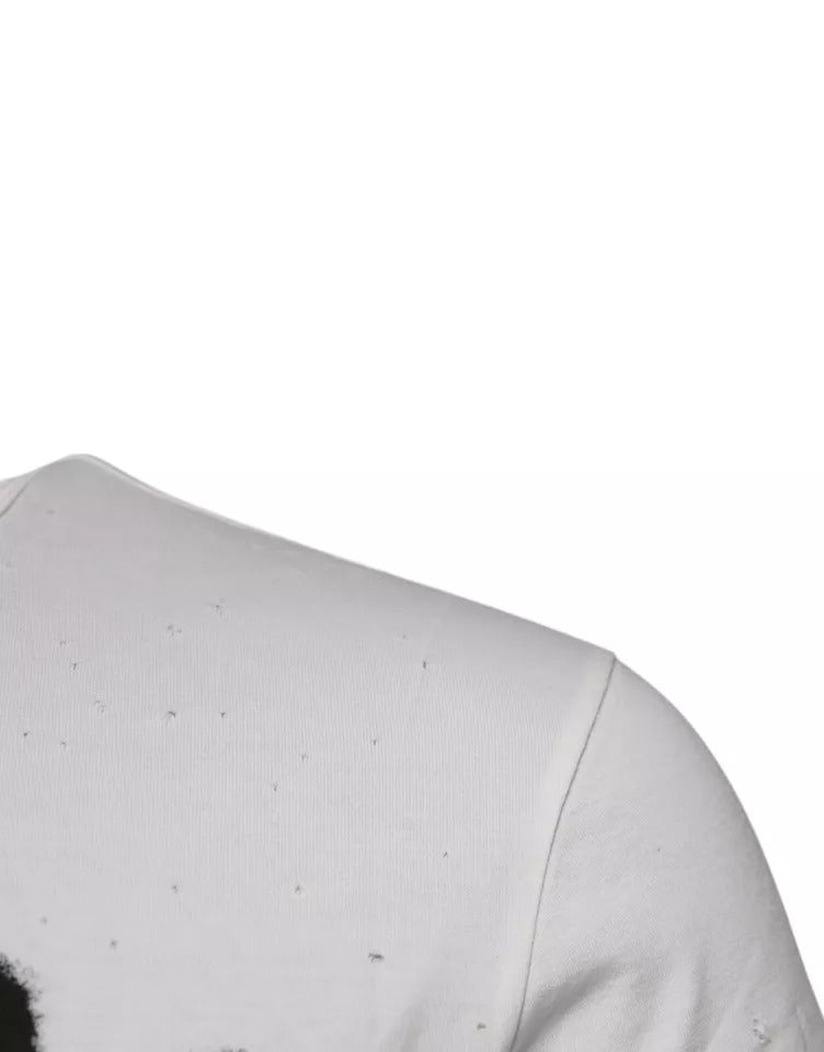 Dolce & Gabbana white round neck cotton T-shirt with graphic print-6