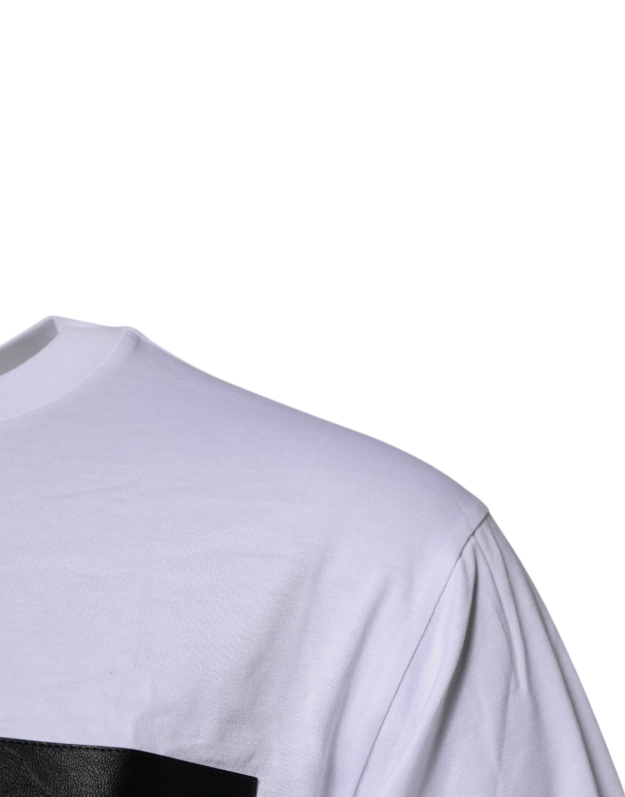 Dolce & Gabbana Weißes Logo-Patch T-Shirt mit Rundhalsausschnitt aus Baumwolle-3