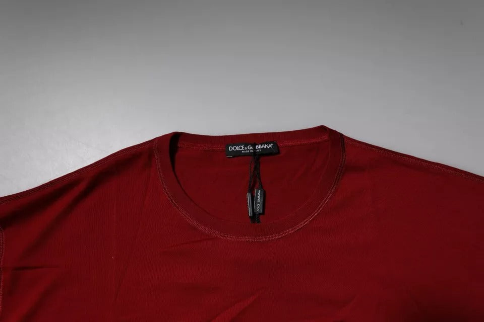 Dolce & Gabbana Rotes Logo Tape Baumwolle Rundhals T-Shirt-5