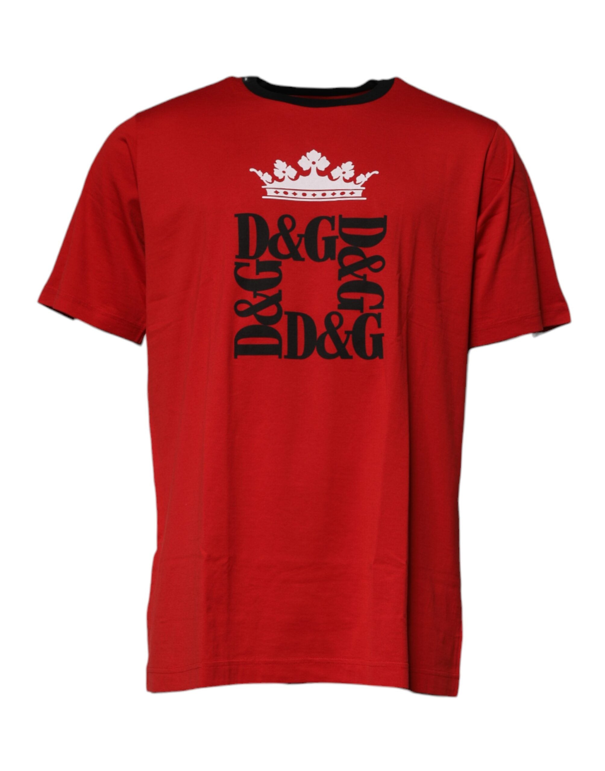Dolce & Gabbana Red Logo Crown Cotton Crew Neck T-Shirt-2