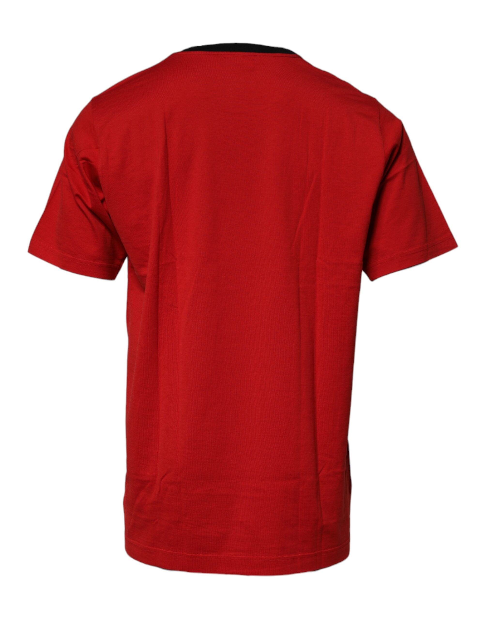 Dolce & Gabbana Red Logo Crown Cotton Crew Neck T-Shirt-4