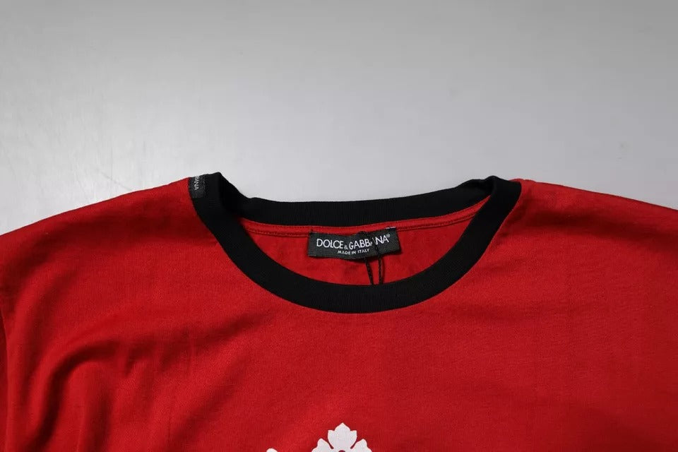 Dolce & Gabbana Red Logo Crown Cotton Crew Neck T-Shirt-5