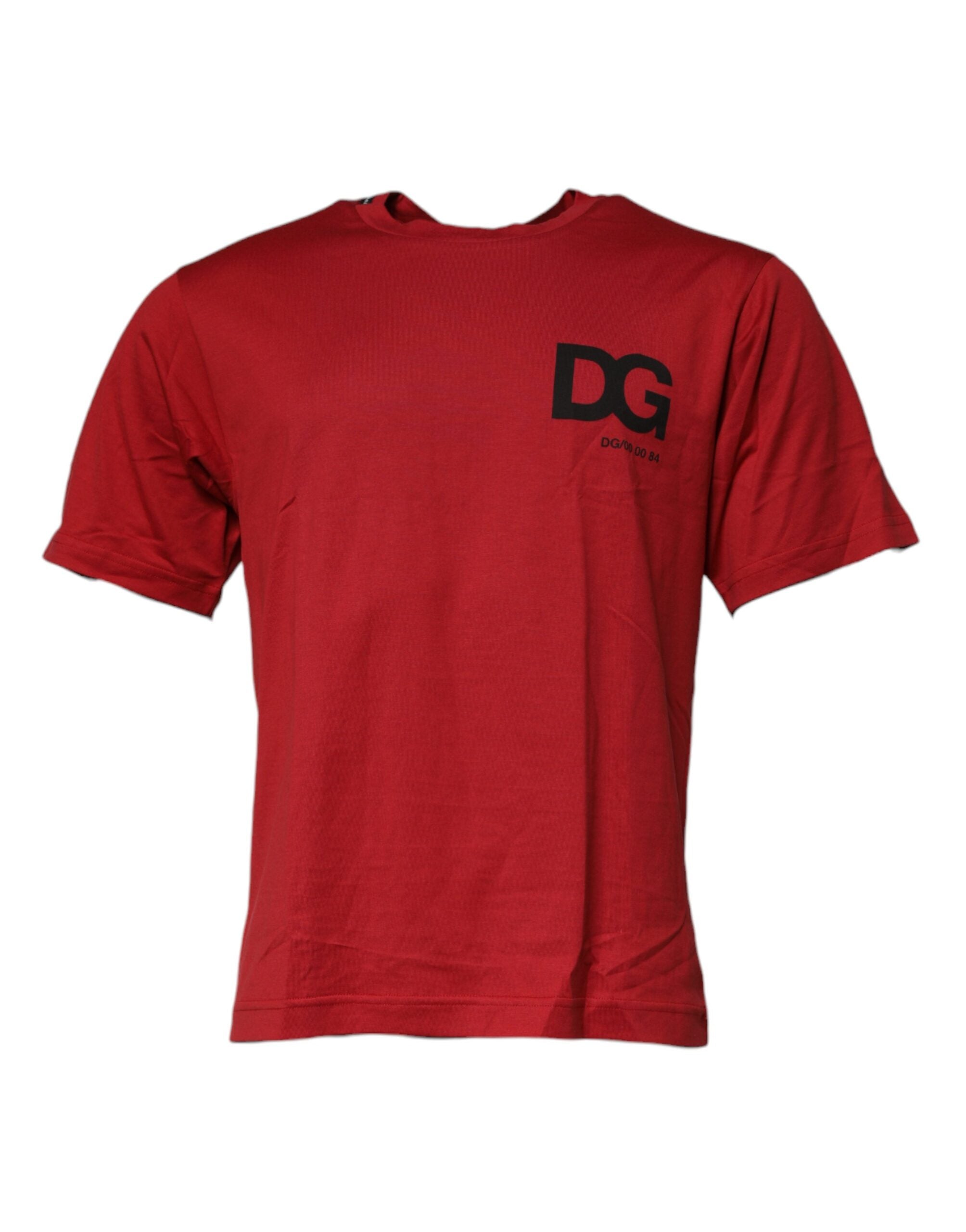 Dolce & Gabbana Red DG Logo Cotton T-Shirt with Round Neck-2