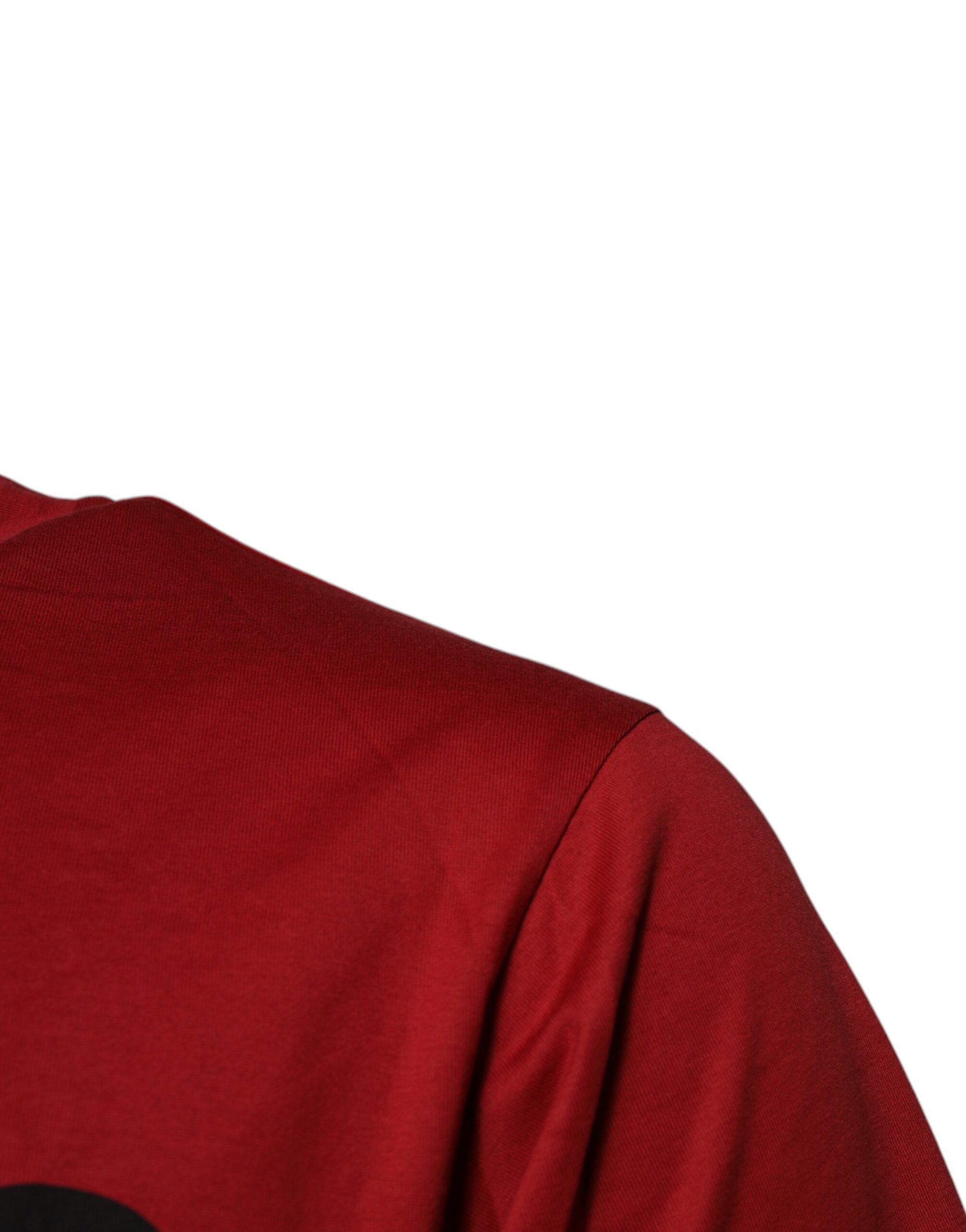 Dolce & Gabbana Red DG Logo Cotton T-Shirt with Round Neck-3
